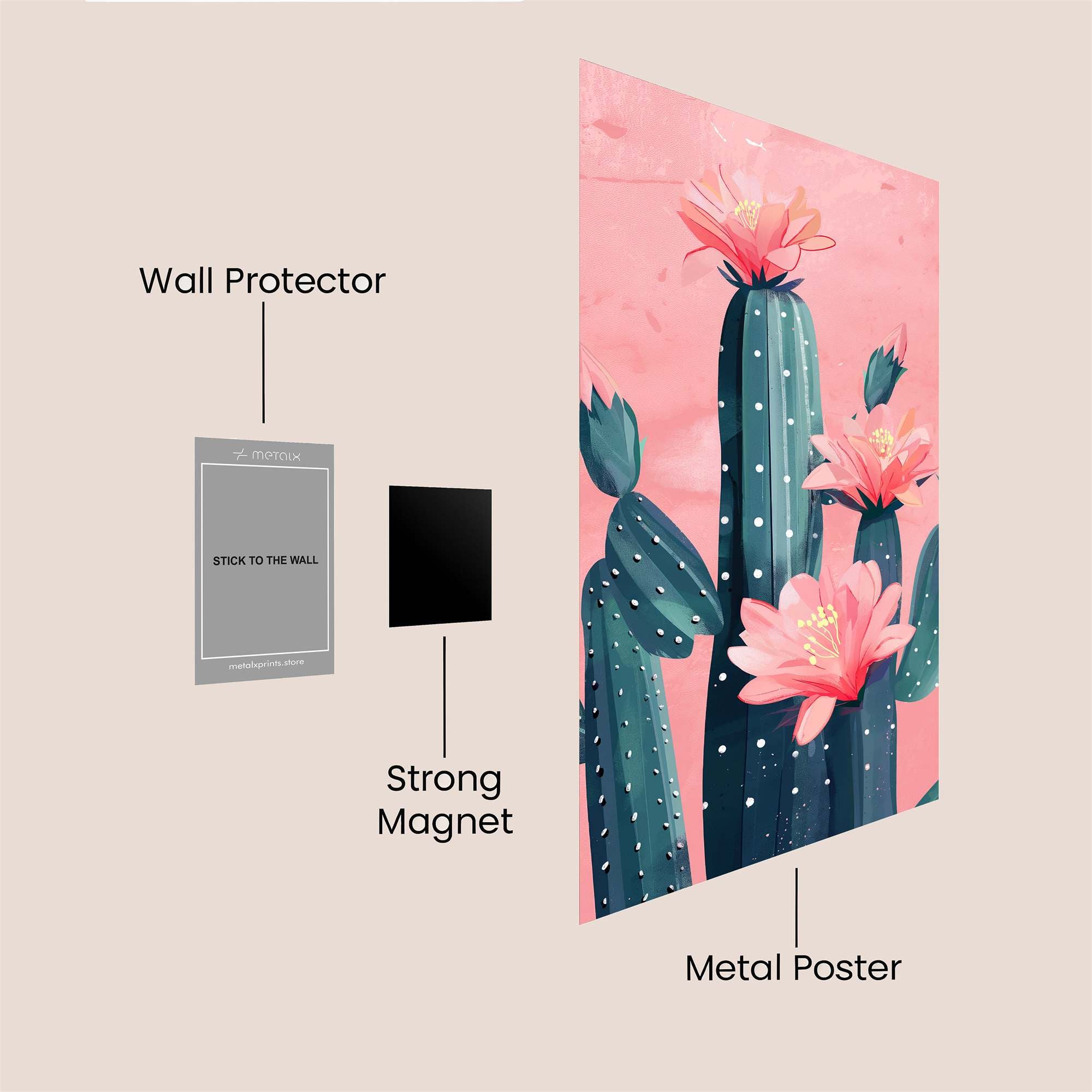 Cactus Bloom Safe Wall Magnetic / M