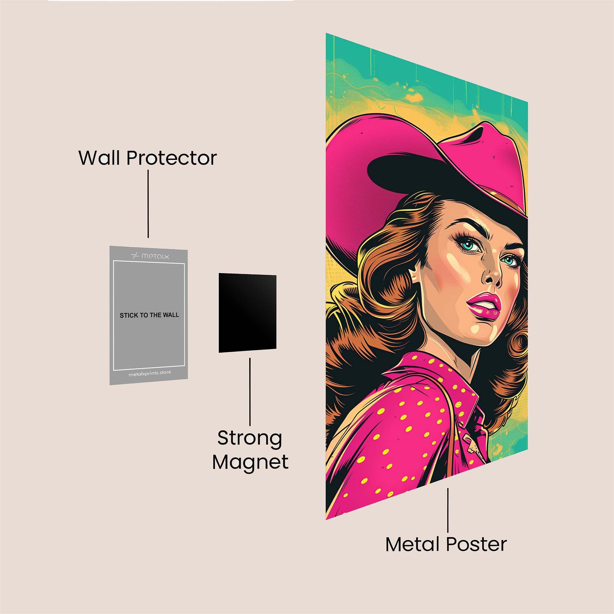 Cowgirl Vibrant Safe Wall Magnetic / M