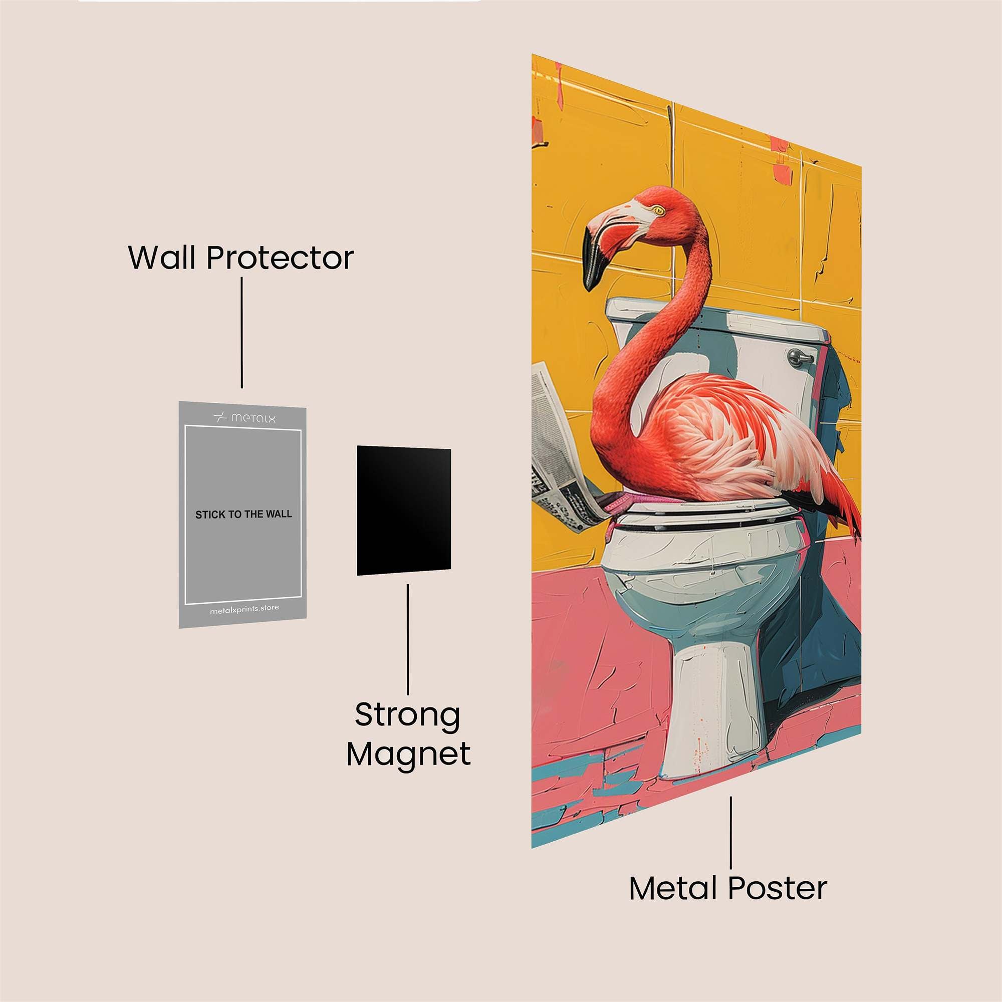 Flamingo Whimsy Safe Wall Magnetic / M