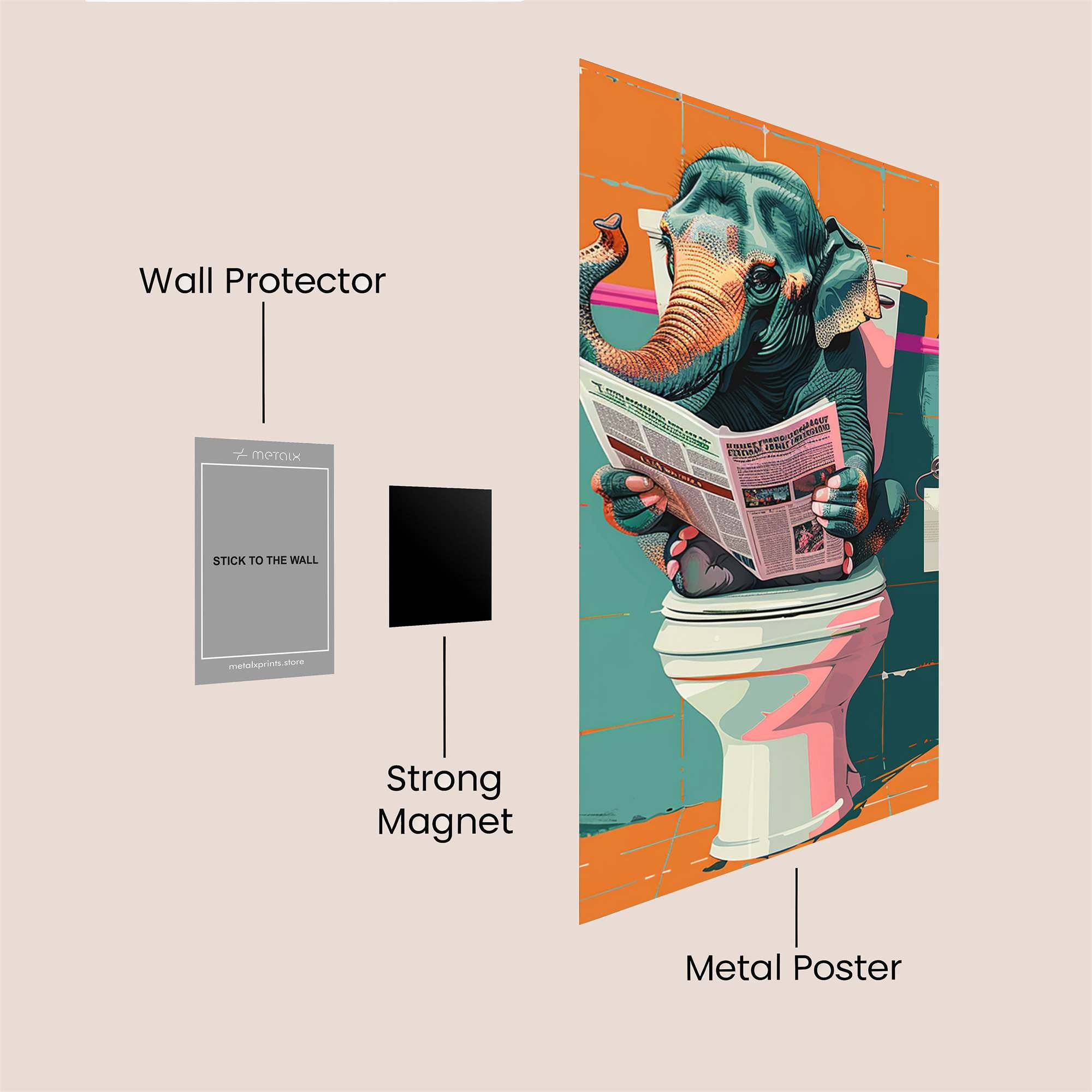 Elephant Pensive Safe Wall Magnetic / M