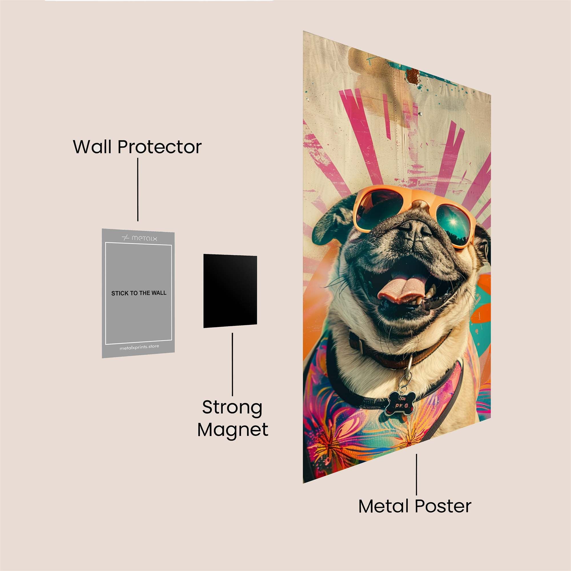 Pug Party Safe Wall Magnetic / M