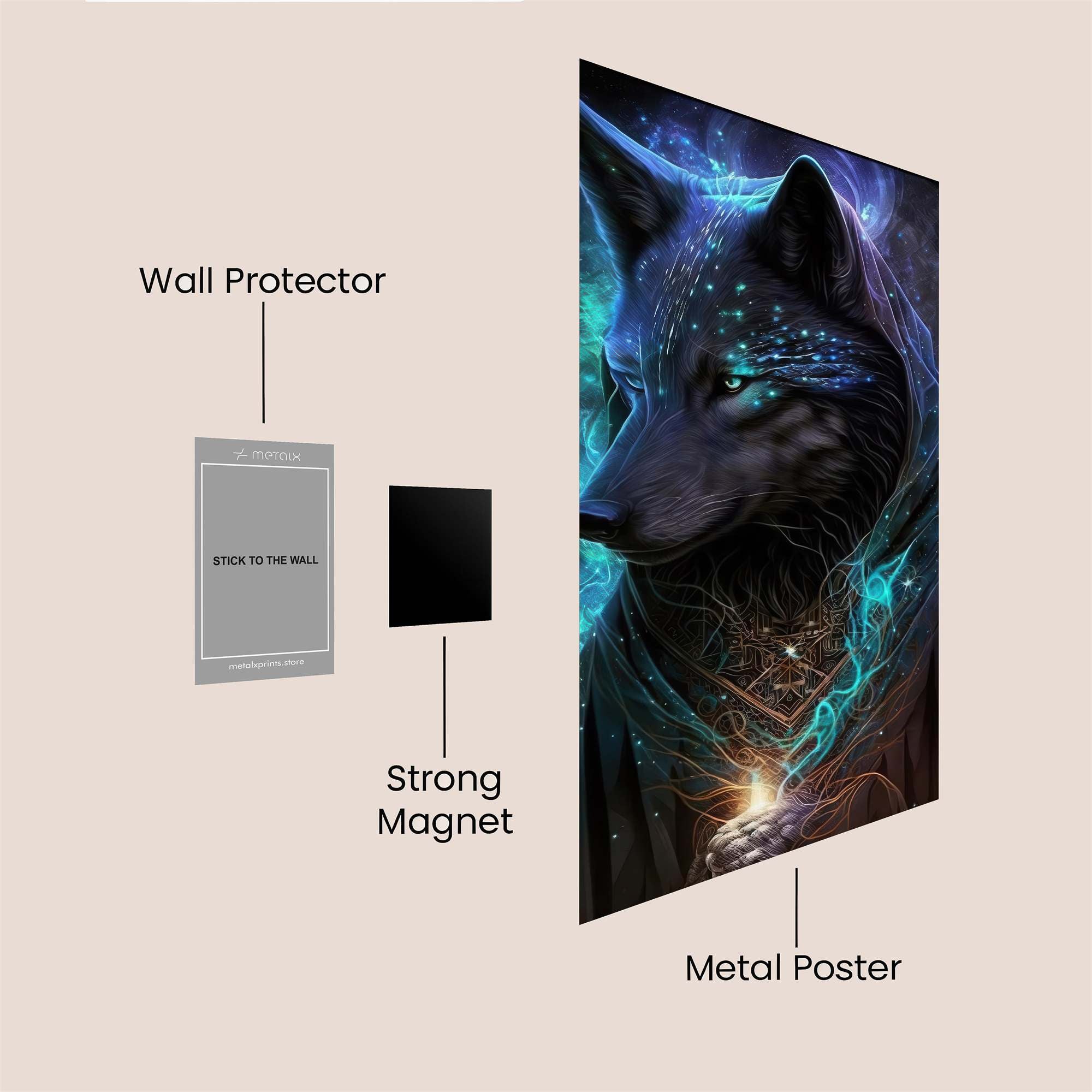 Mystic Wolf Safe Wall Magnetic / M