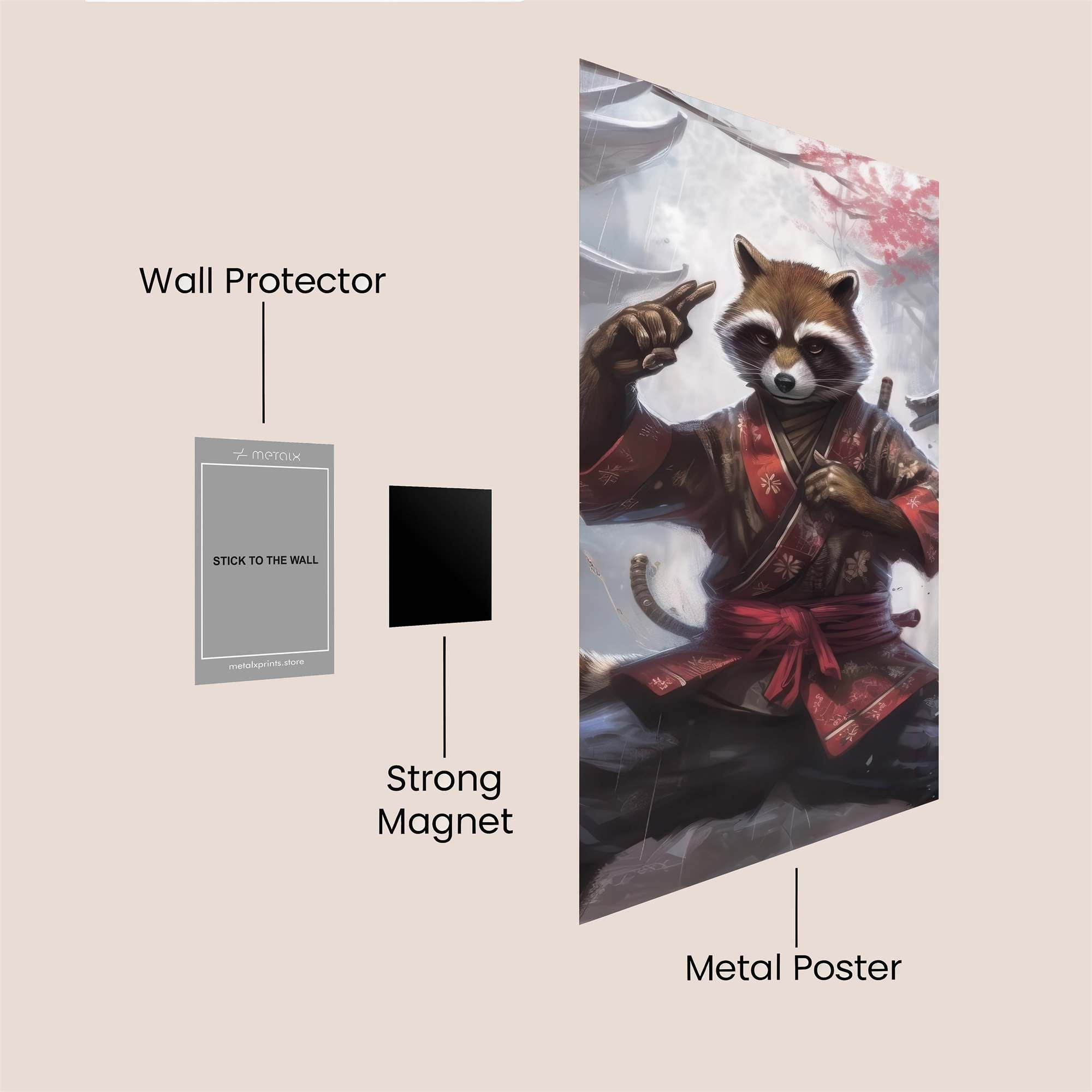 Raccoon Ronin Safe Wall Magnetic / M