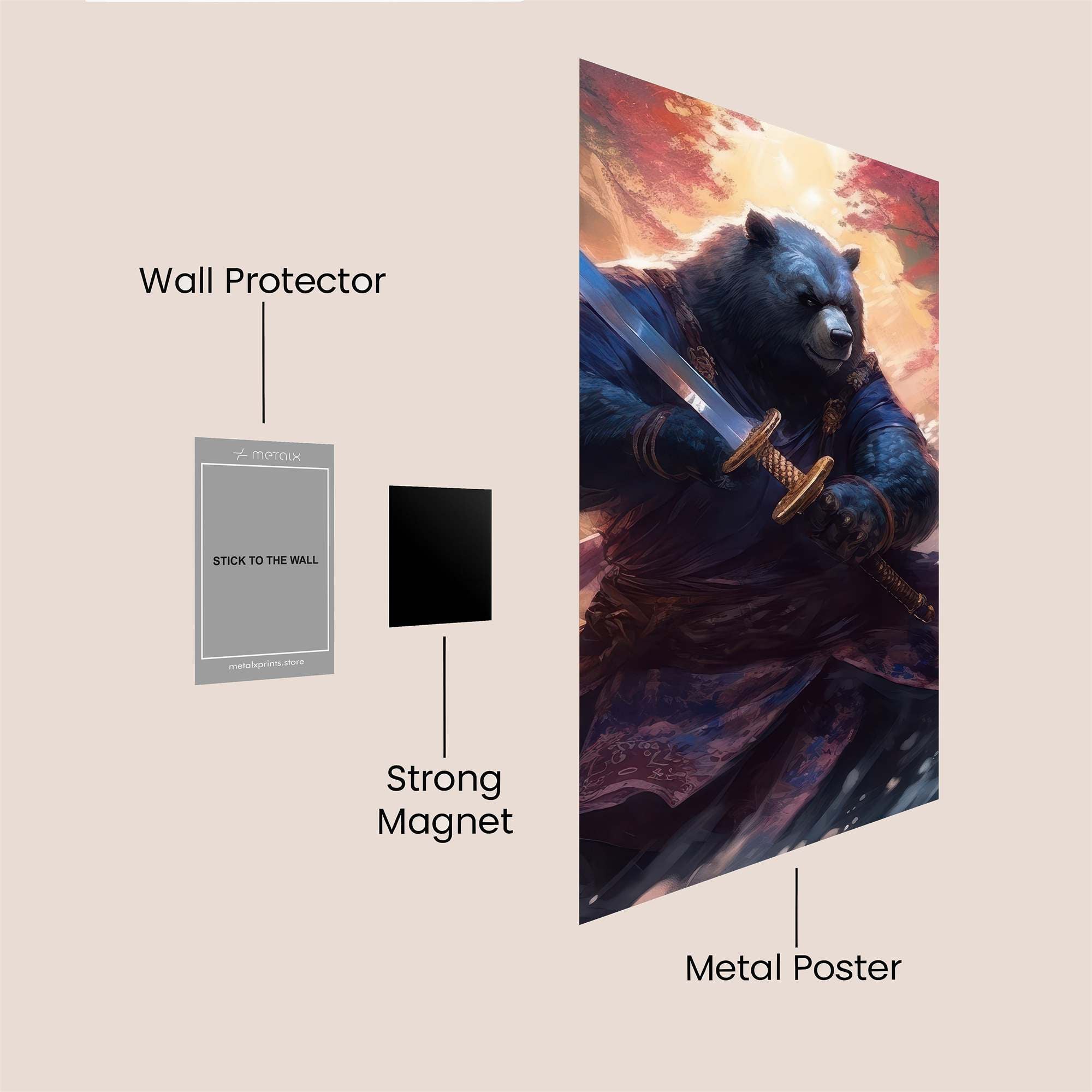 Samurai Bear Safe Wall Magnetic / M