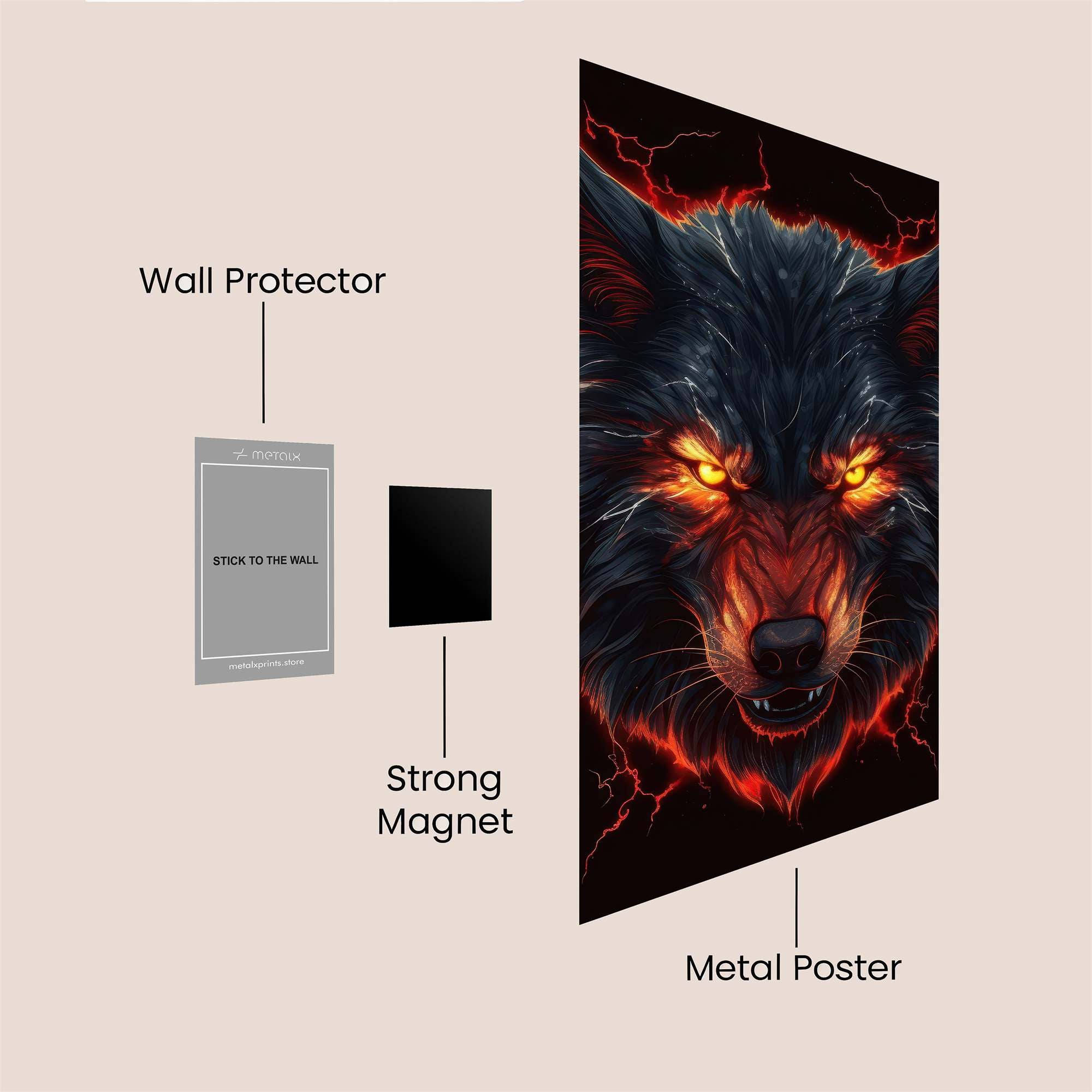 Wolf Inferno Safe Wall Magnetic / M