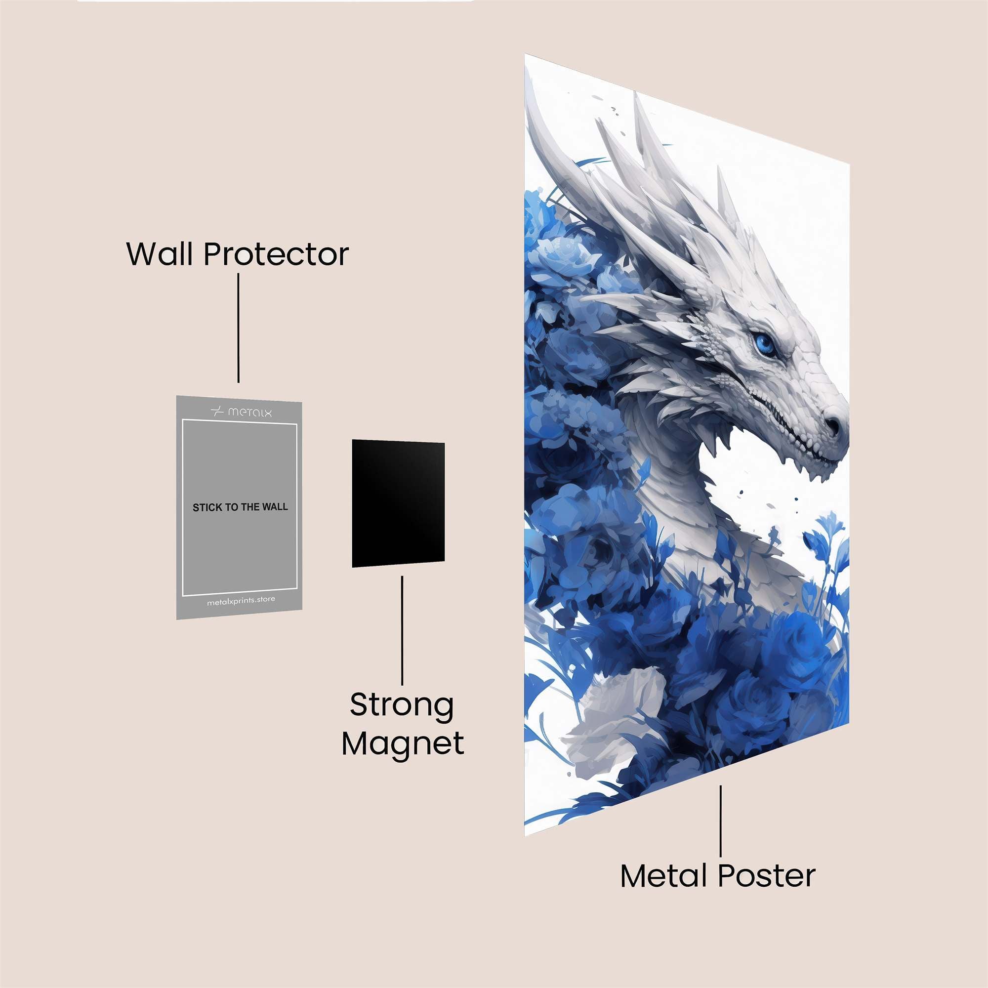 Floral Dragon Safe Wall Magnetic / M
