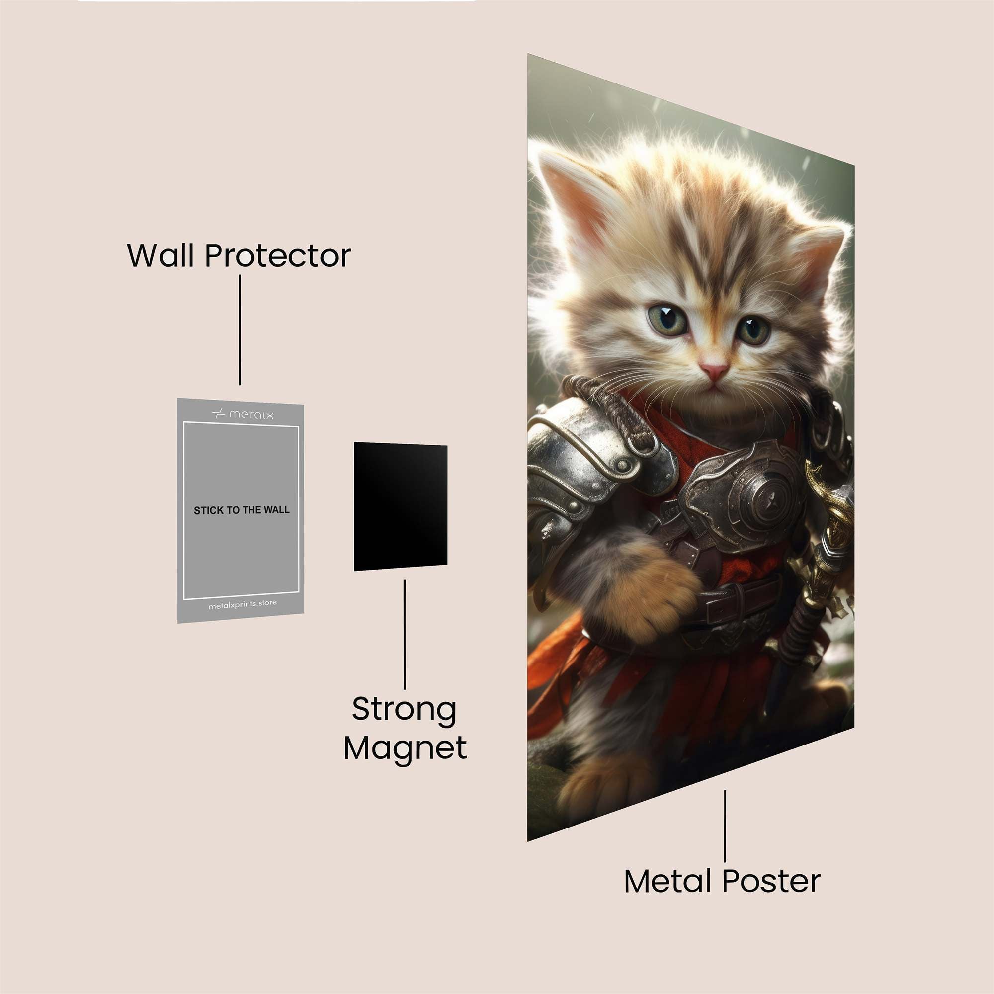 Kitten Warrior Safe Wall Magnetic / M