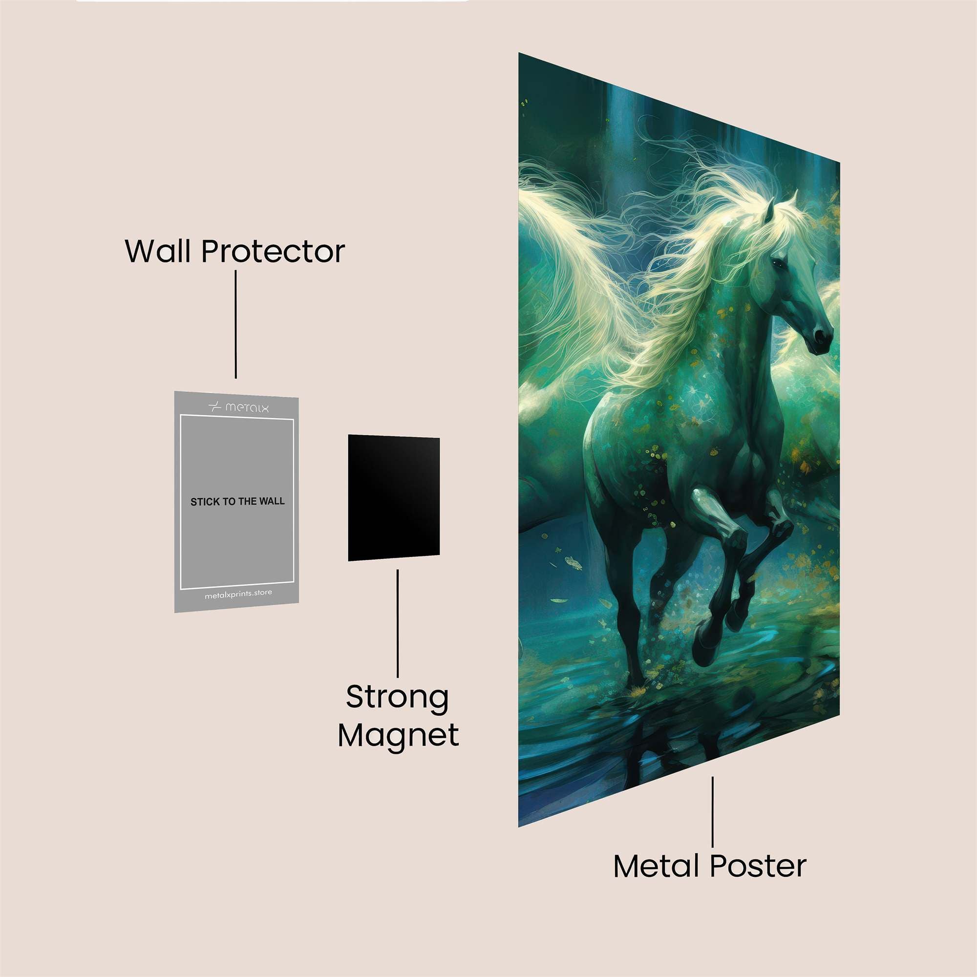 Horses Ethereal Safe Wall Magnetic / M