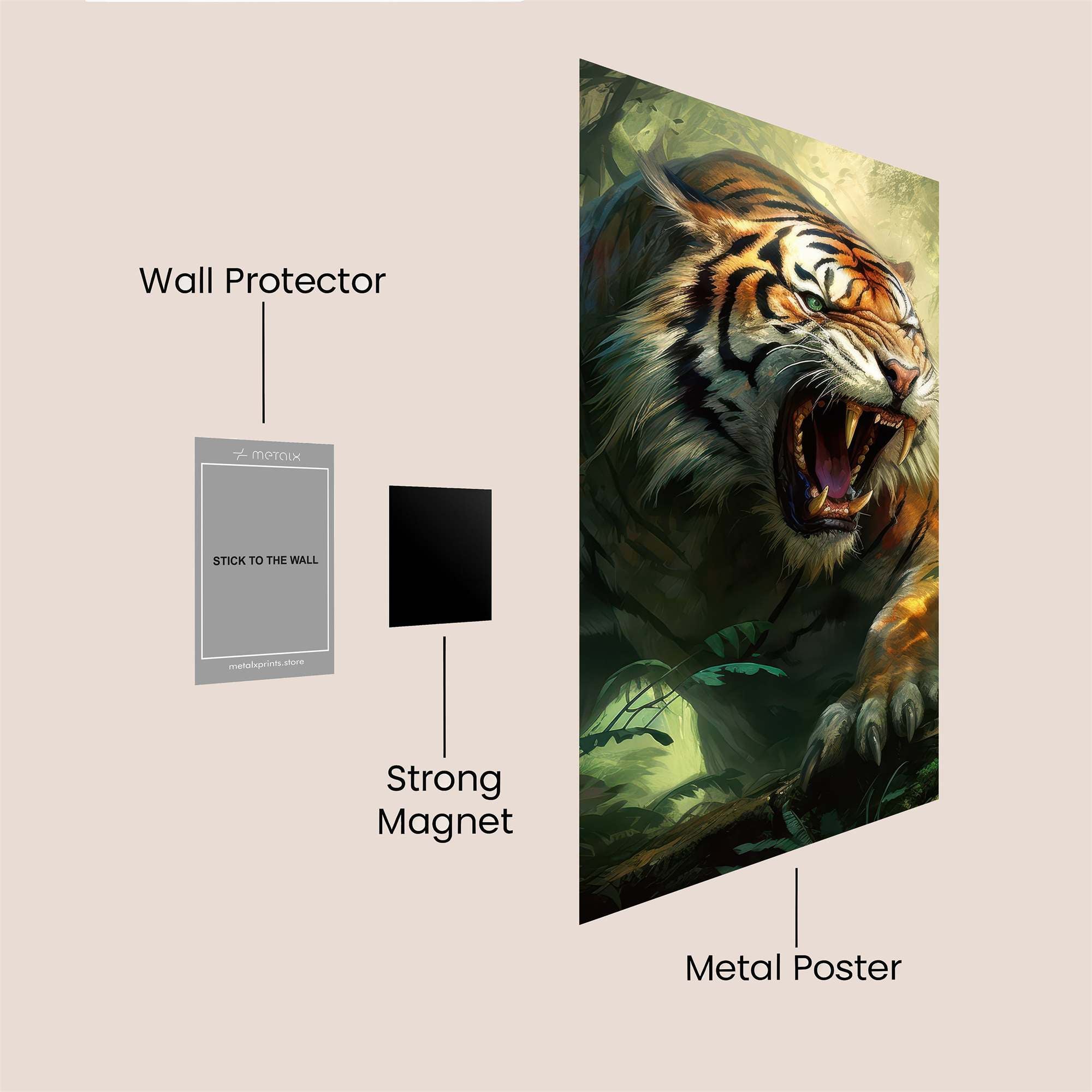 Tiger Ferocity Safe Wall Magnetic / M