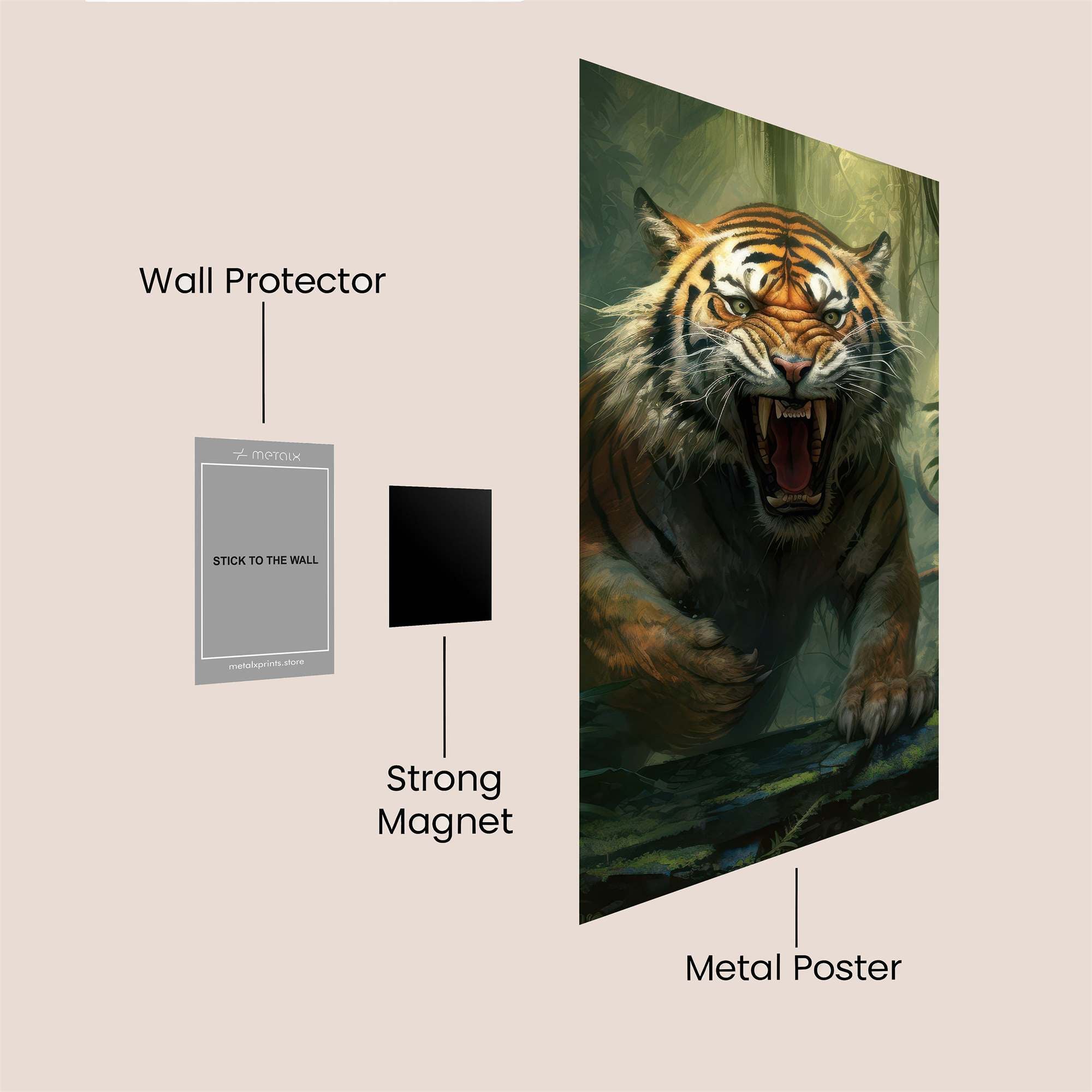 Tiger Ferocity Safe Wall Magnetic / M