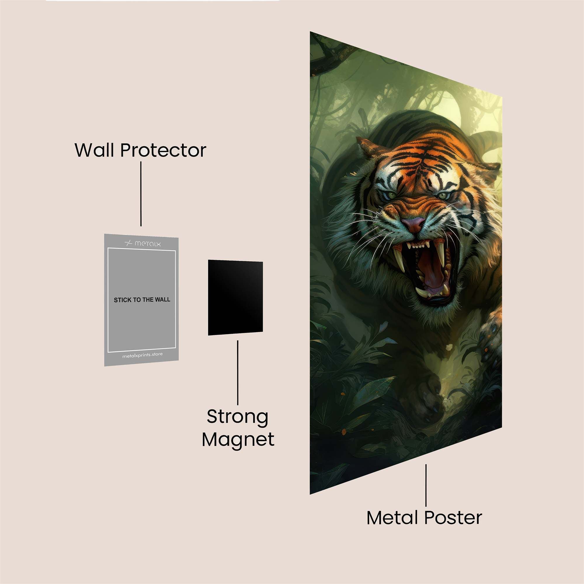 Tiger Ferocity Safe Wall Magnetic / M