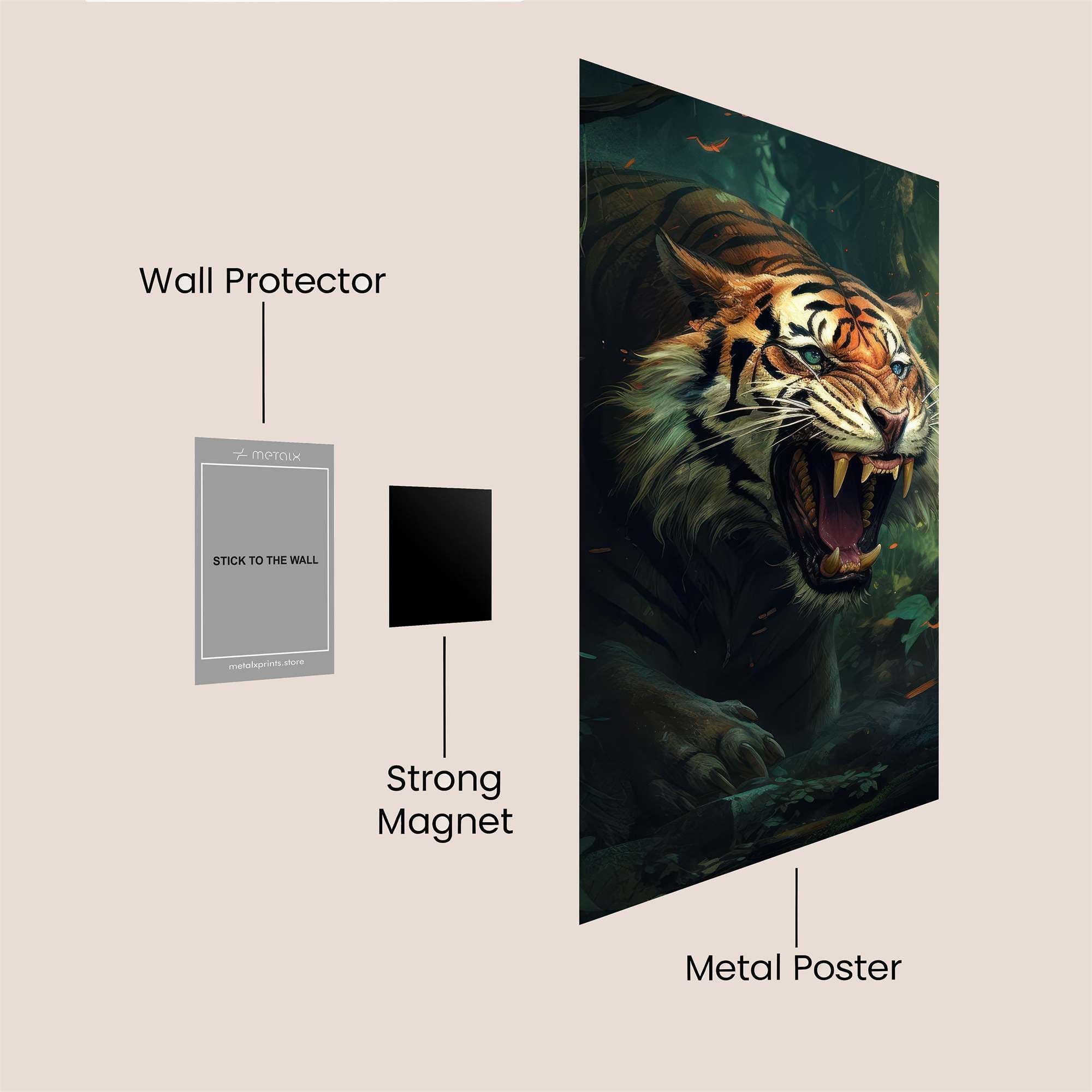 Tiger Ferocity Safe Wall Magnetic / M
