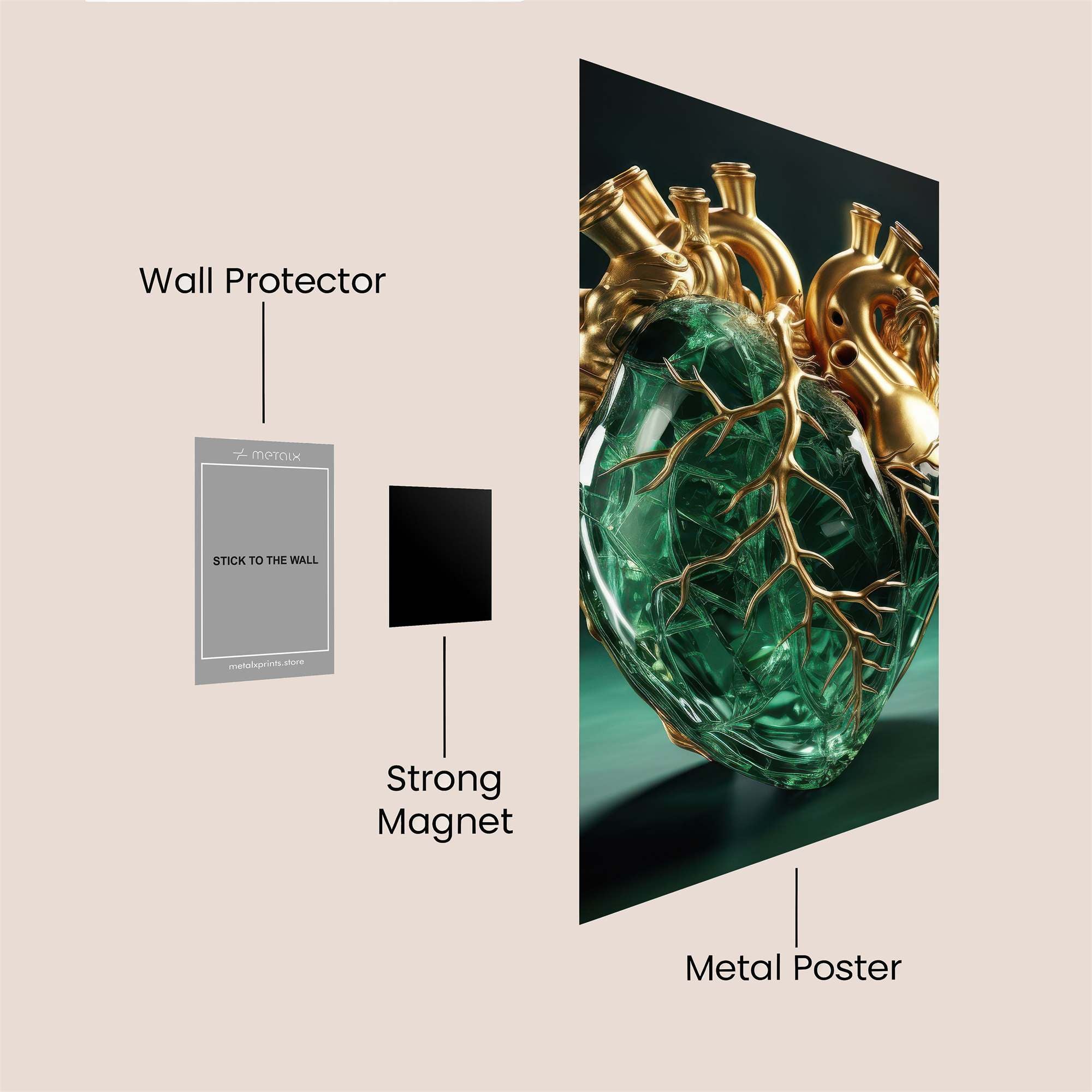 Crystal Heart Safe Wall Magnetic / M