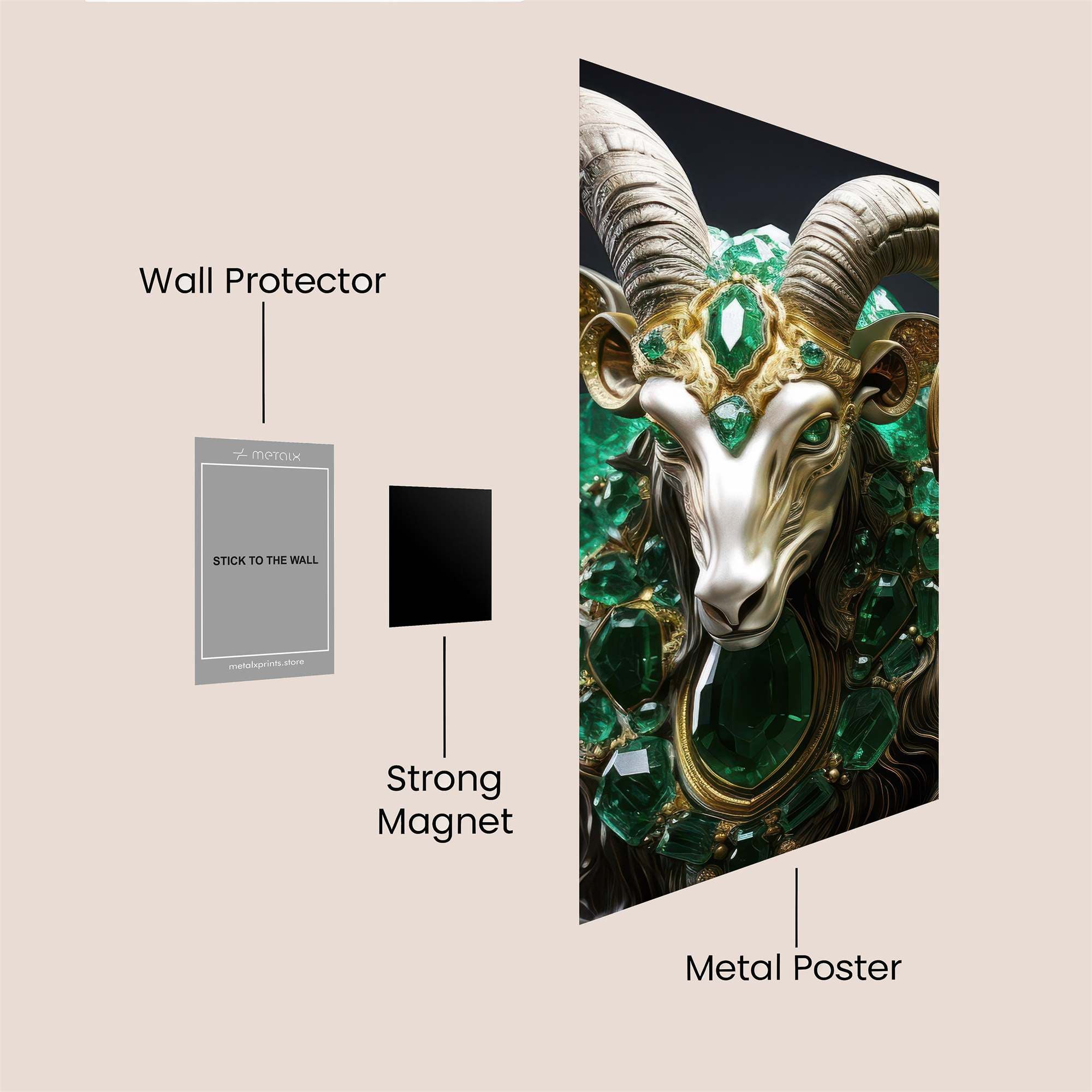 Jeweled Ram Safe Wall Magnetic / M