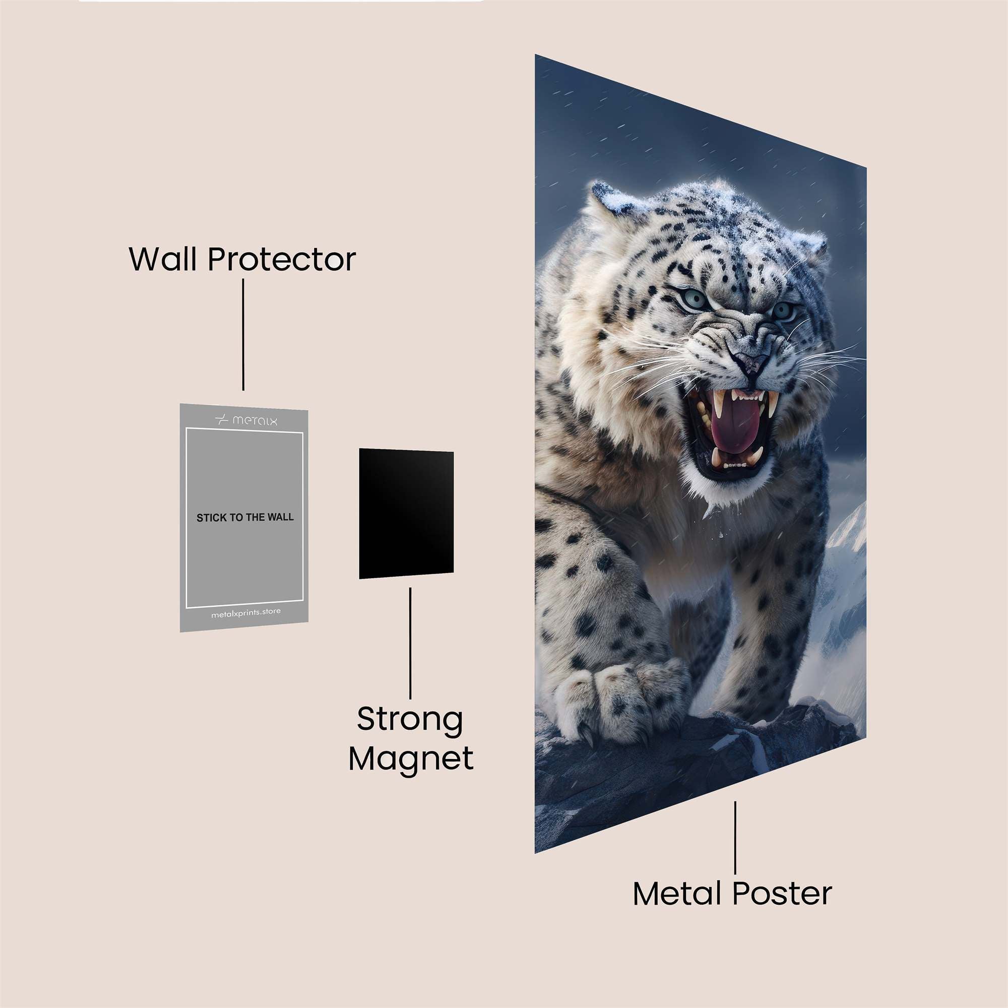Snow Leopard - Majestic Safe Wall Magnetic / M