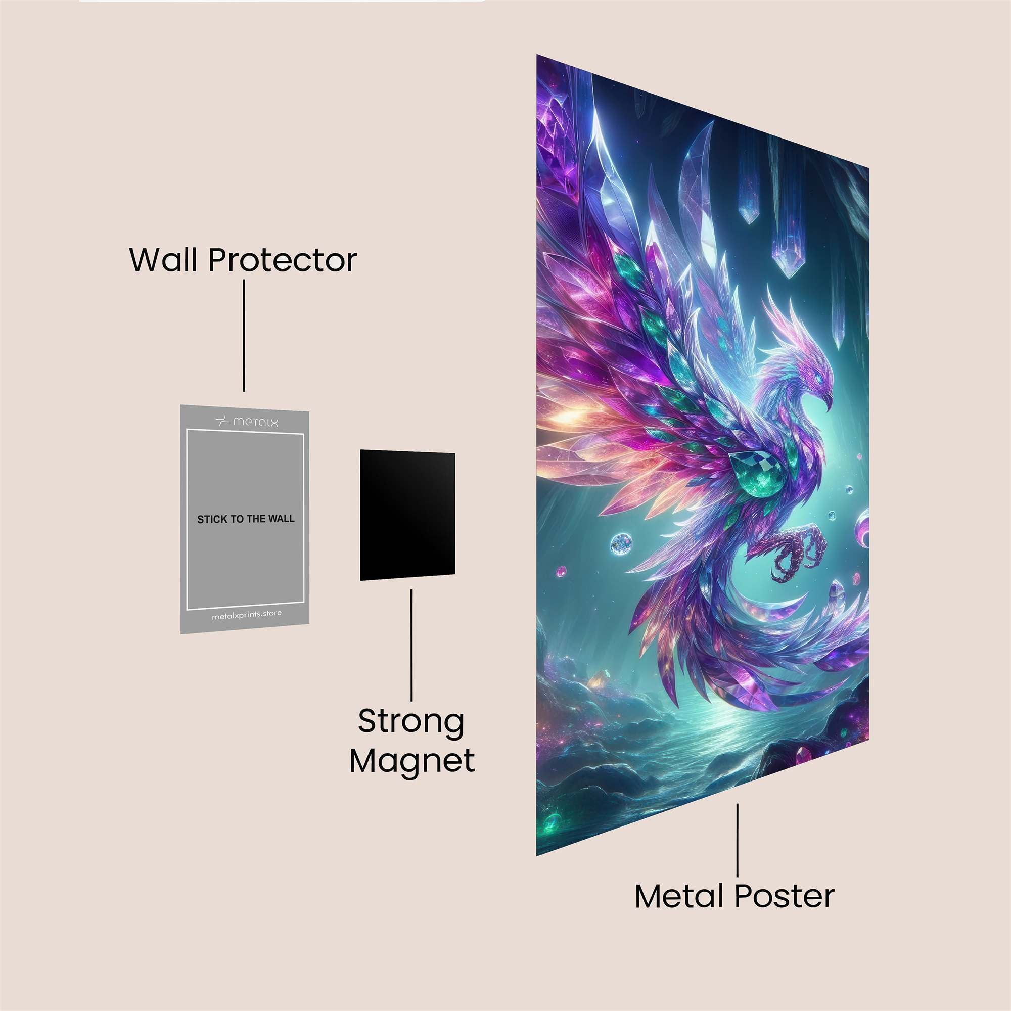 Crystal Phoenix Safe Wall Magnetic / M