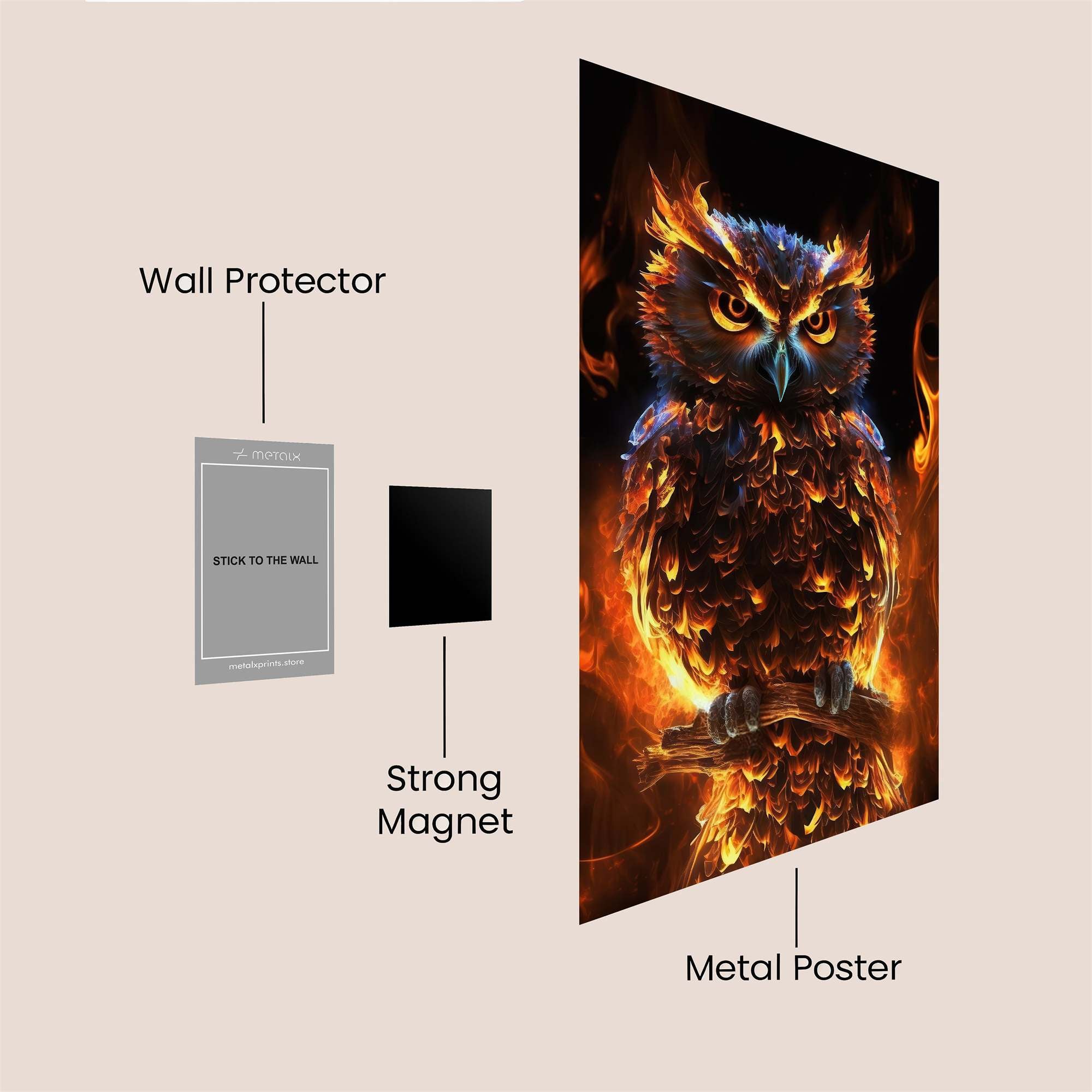 Fiery Owl Safe Wall Magnetic / M