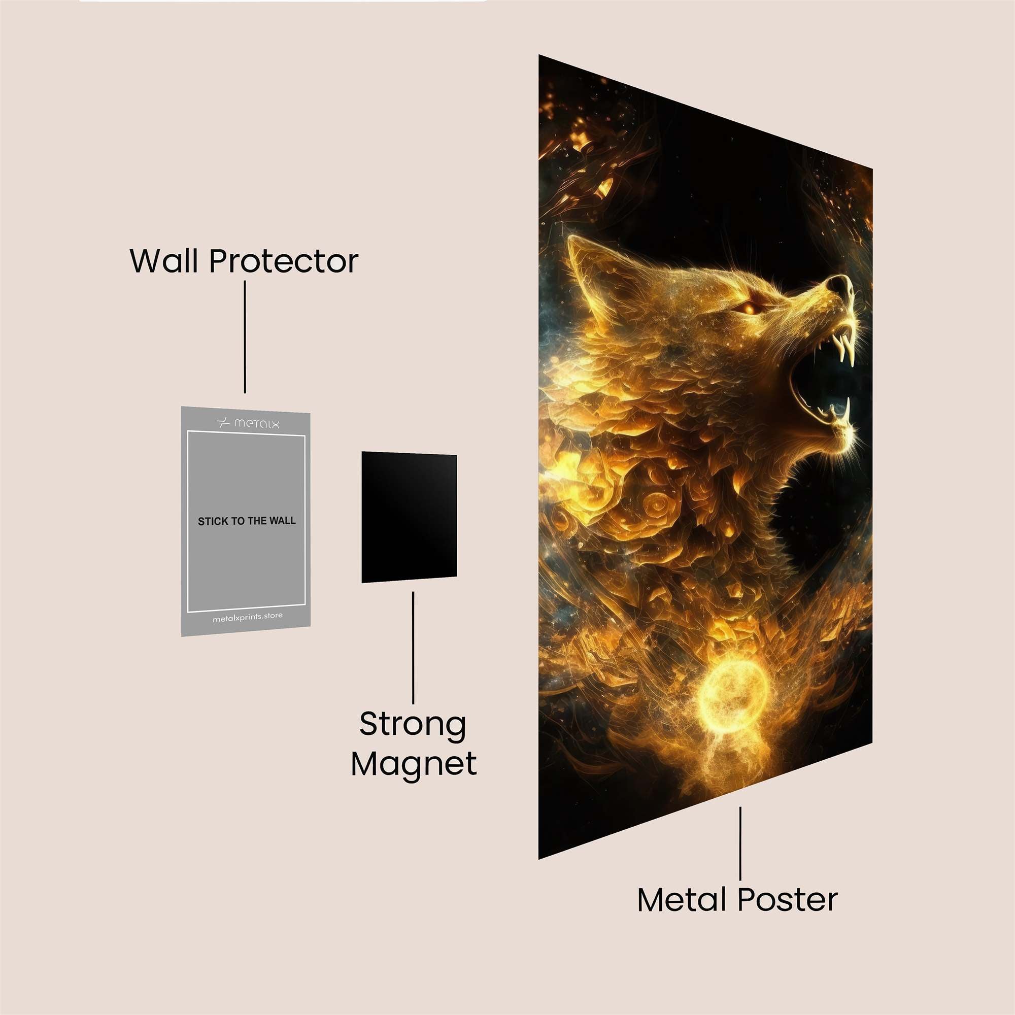 Wolf Blaze Safe Wall Magnetic / M