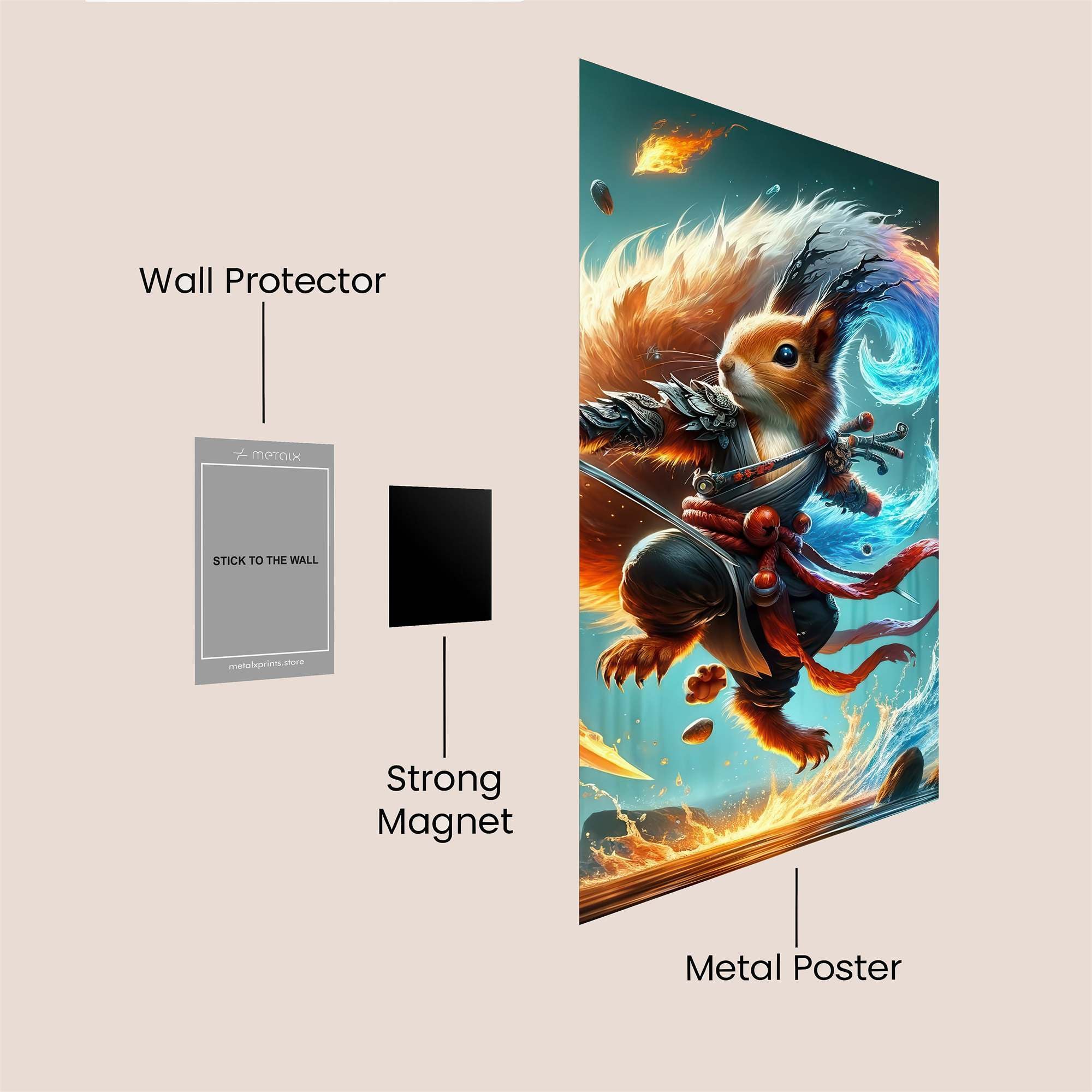 Samurai Squirrel Safe Wall Magnetic / M