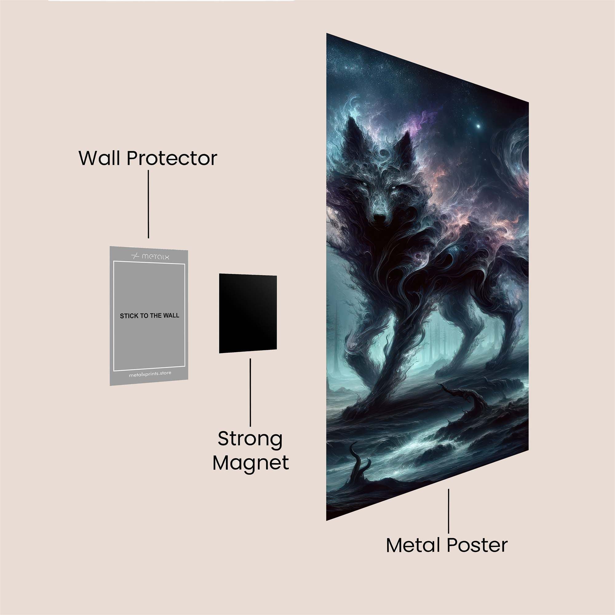 Cosmic Wolf Safe Wall Magnetic / M