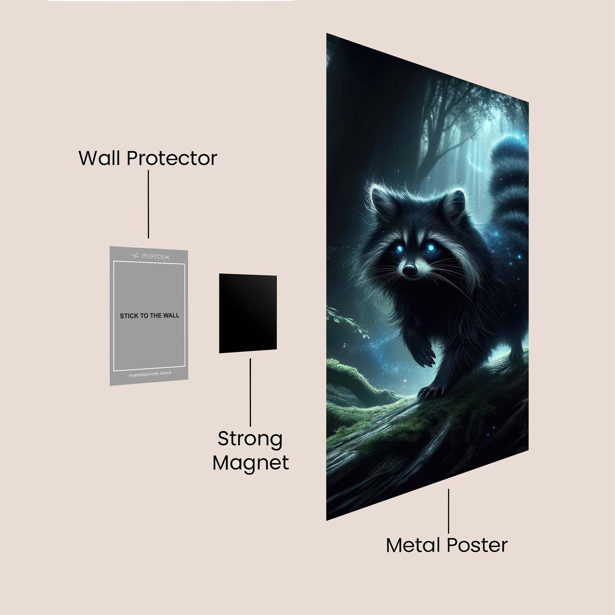Raccoon Enchantment Safe Wall Magnetic / M