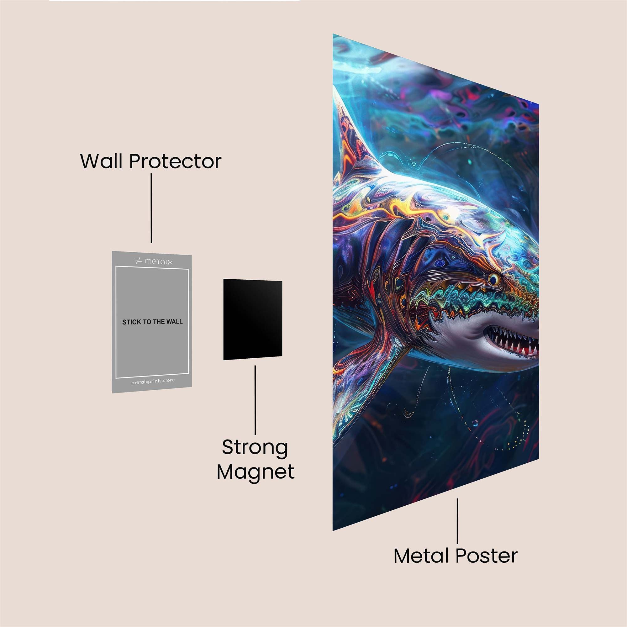 Psychedelic Shark Safe Wall Magnetic / M