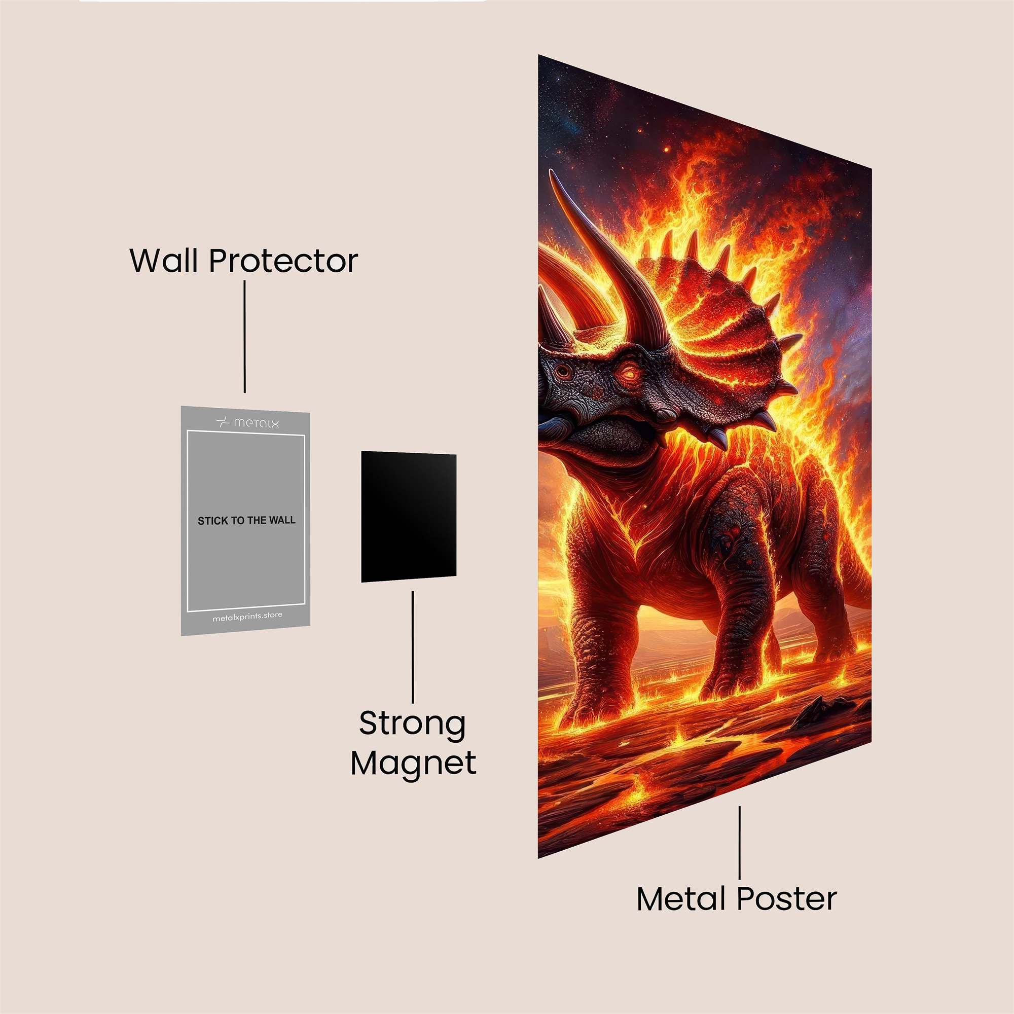 Triceratops Inferno Safe Wall Magnetic / M