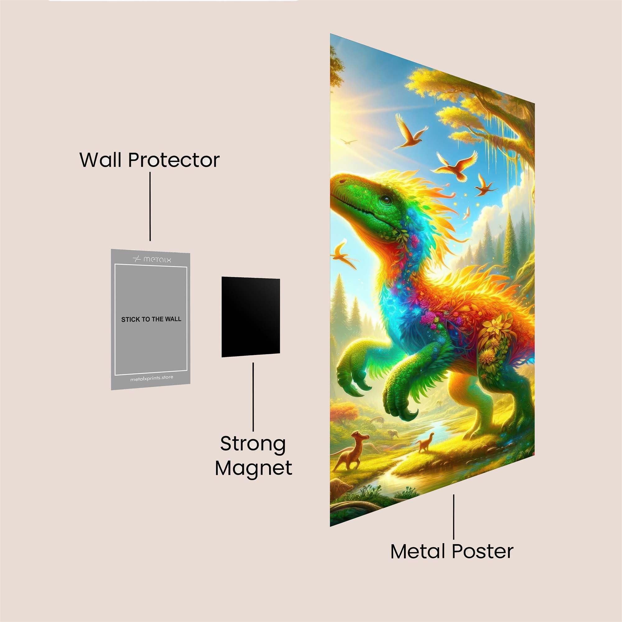 Rainbow Raptor Safe Wall Magnetic / M