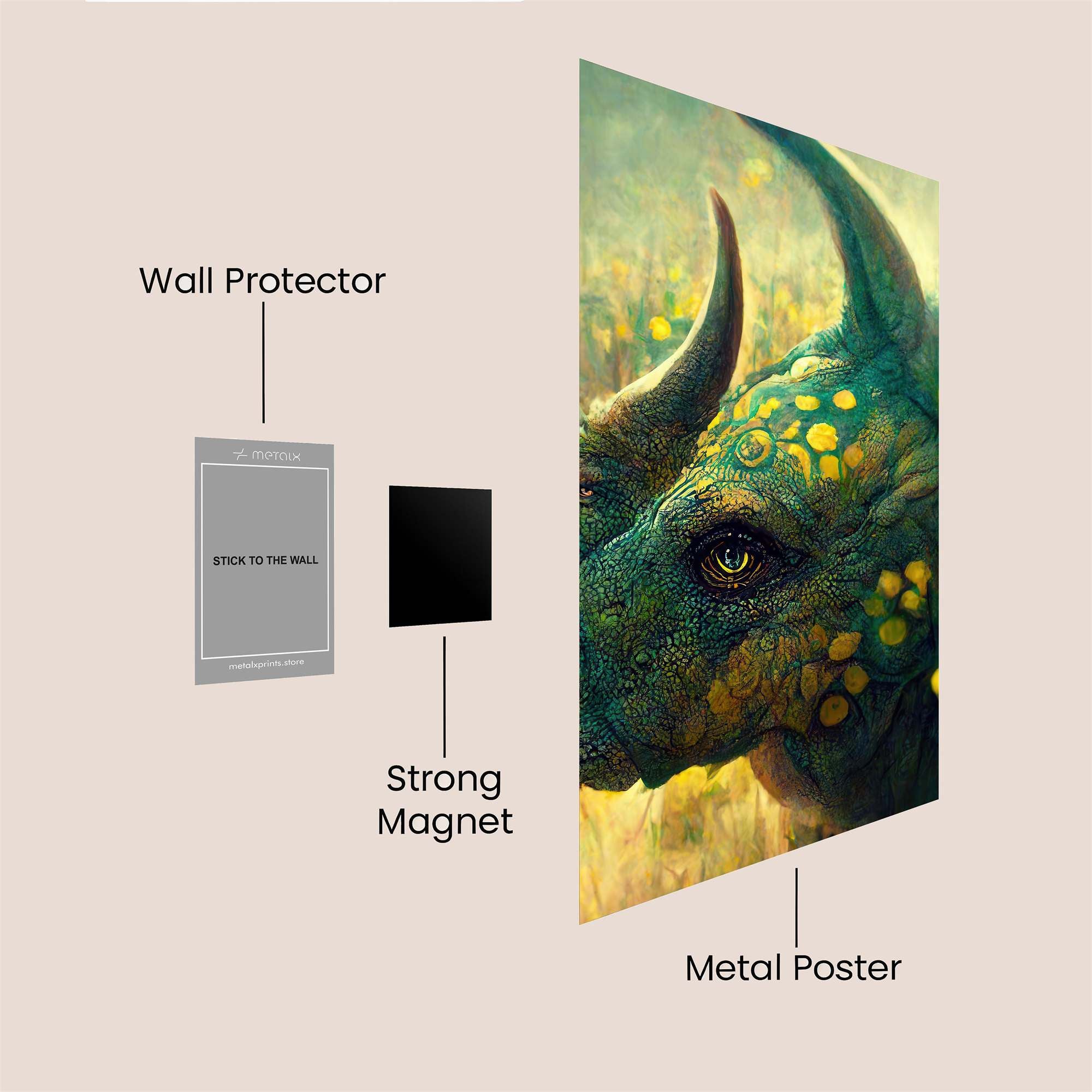 Floral Rhino Safe Wall Magnetic / M