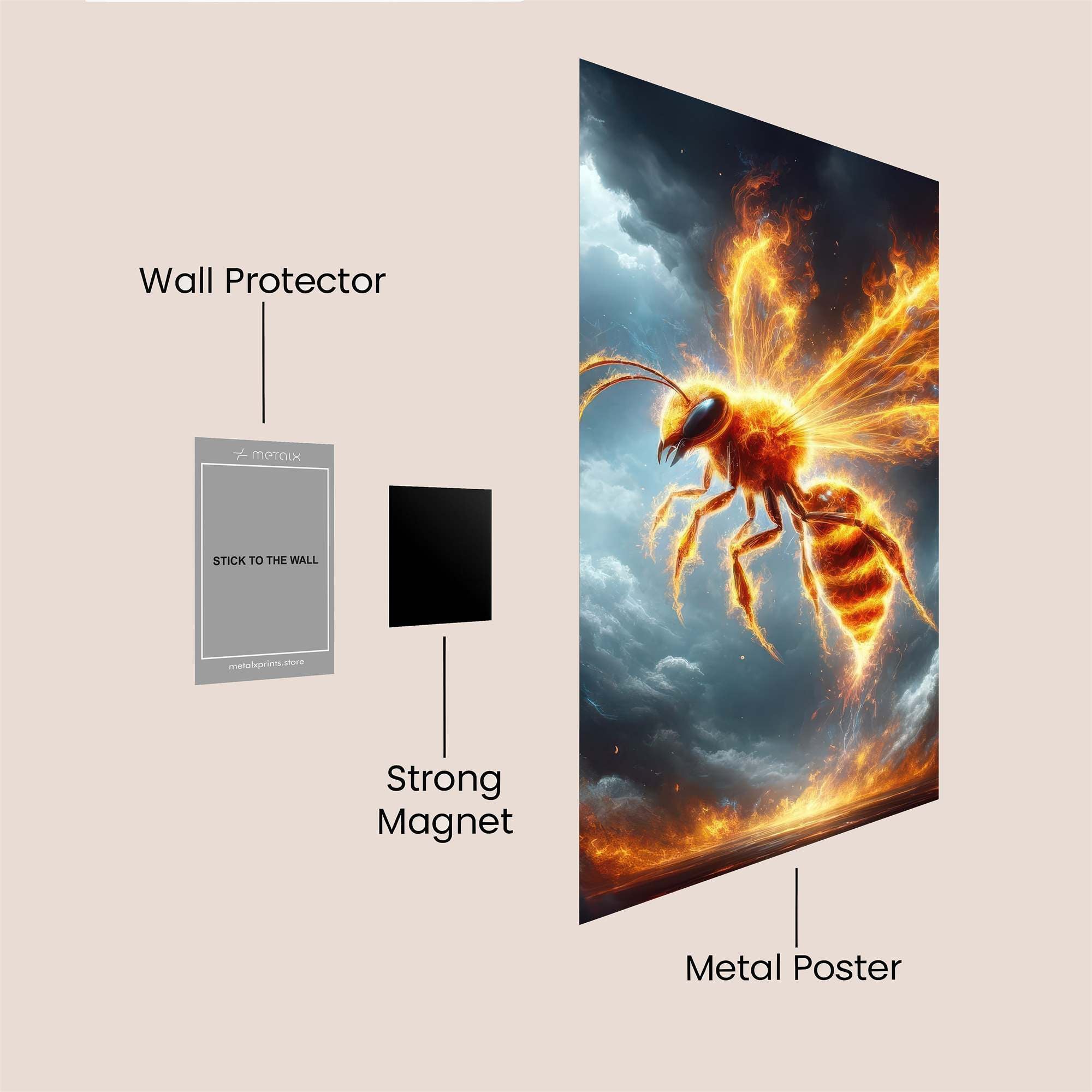 Fire Wasp Safe Wall Magnetic / M