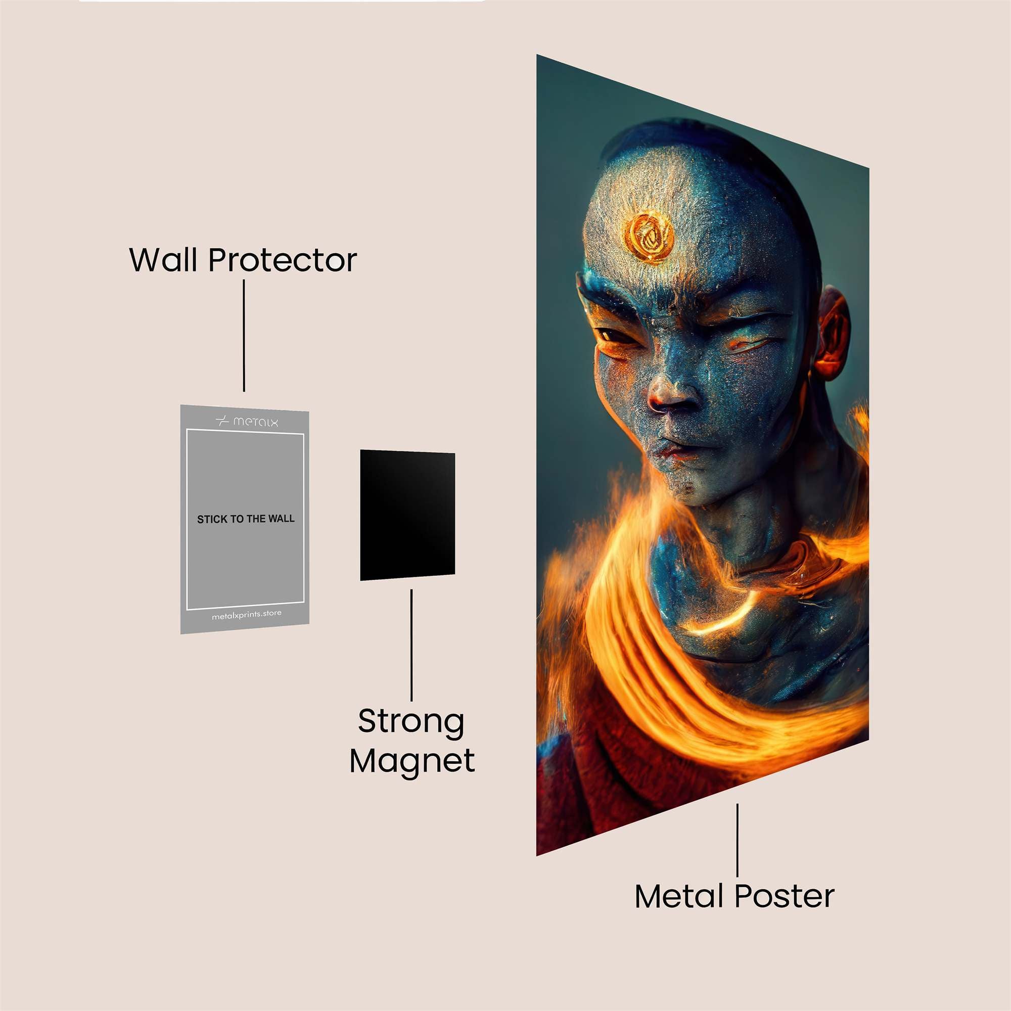 Fire Monk Safe Wall Magnetic / M