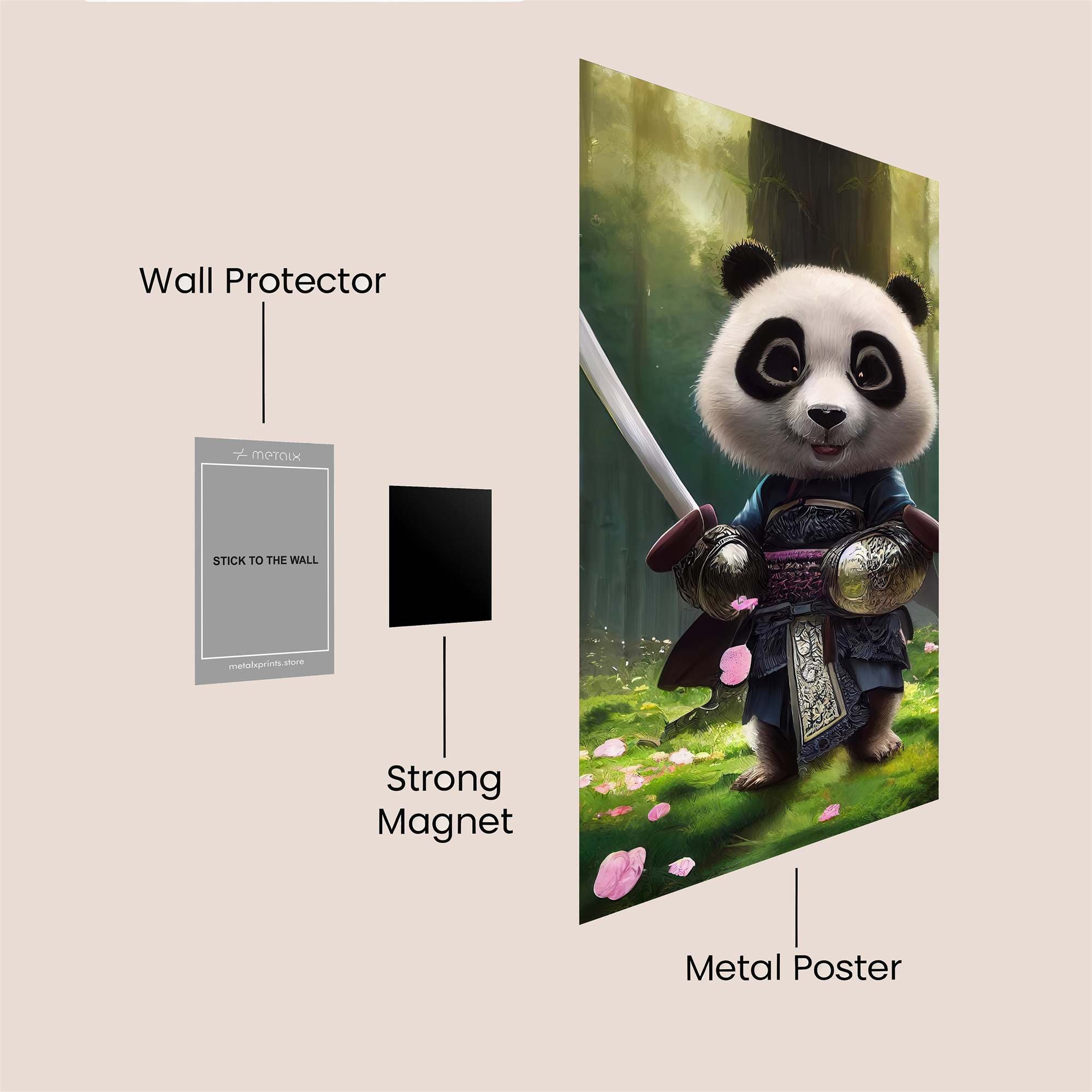 Panda Warrior Safe Wall Magnetic / M