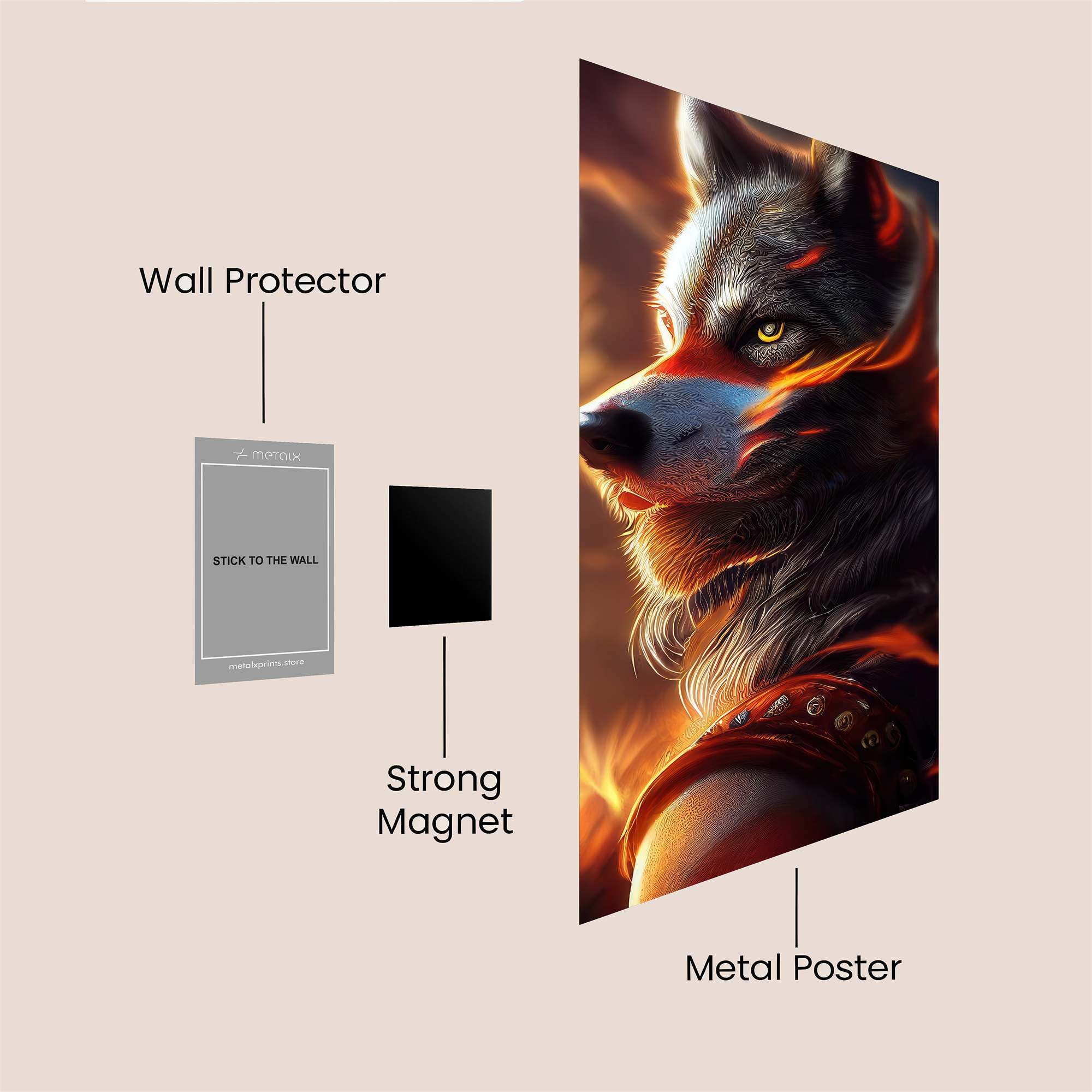 Wolf Blaze Safe Wall Magnetic / M