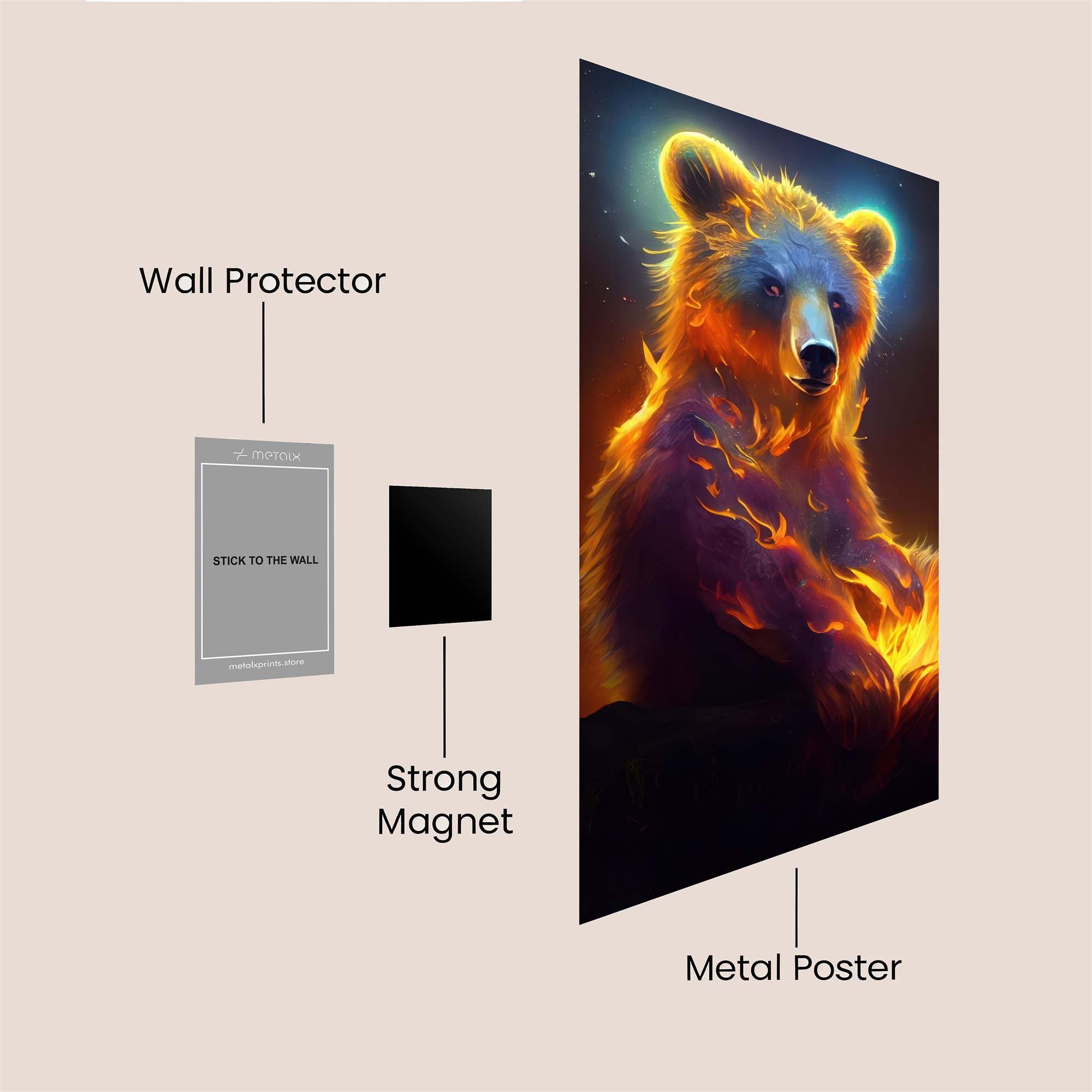 Fiery Bear Safe Wall Magnetic / M