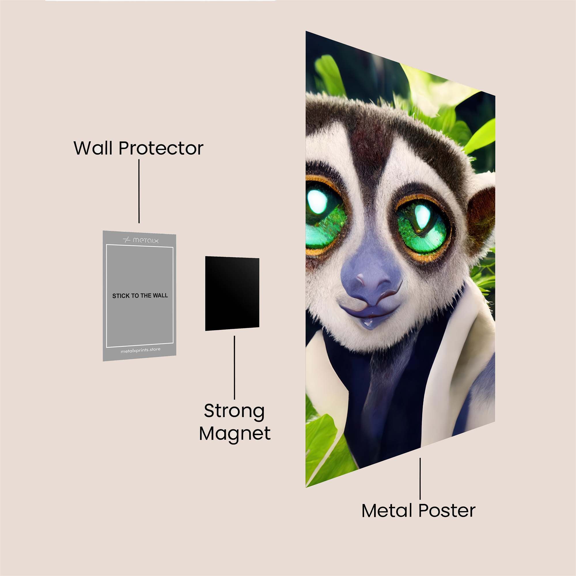 Lemur Whimsy Safe Wall Magnetic / M