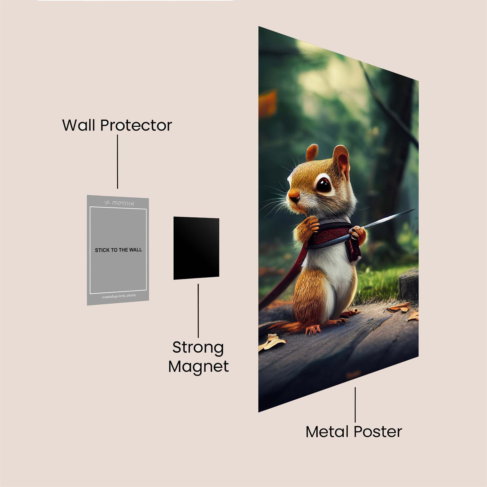 Squirrel Warrior Safe Wall Magnetic / M