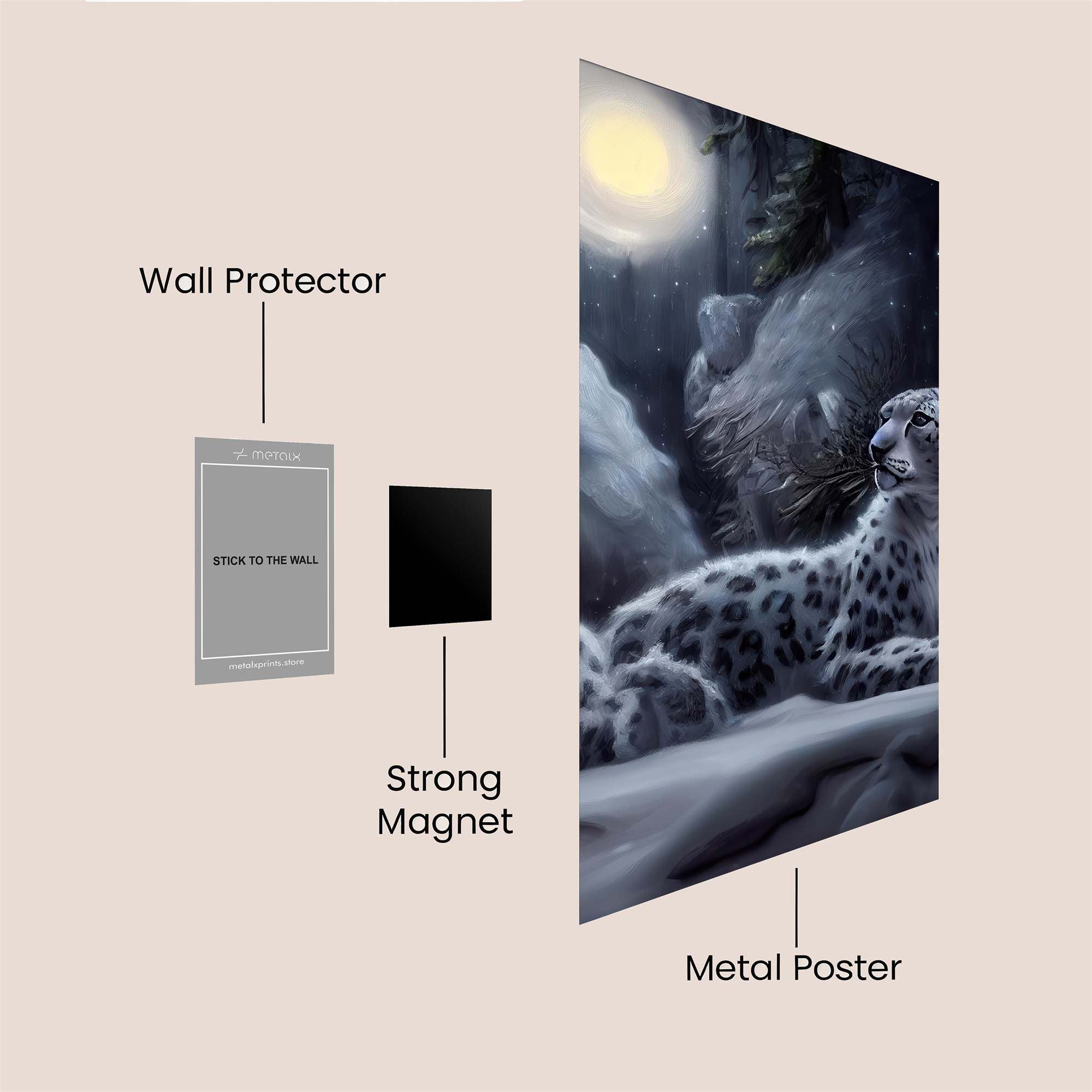 Snow Leopard - Serene Safe Wall Magnetic / M