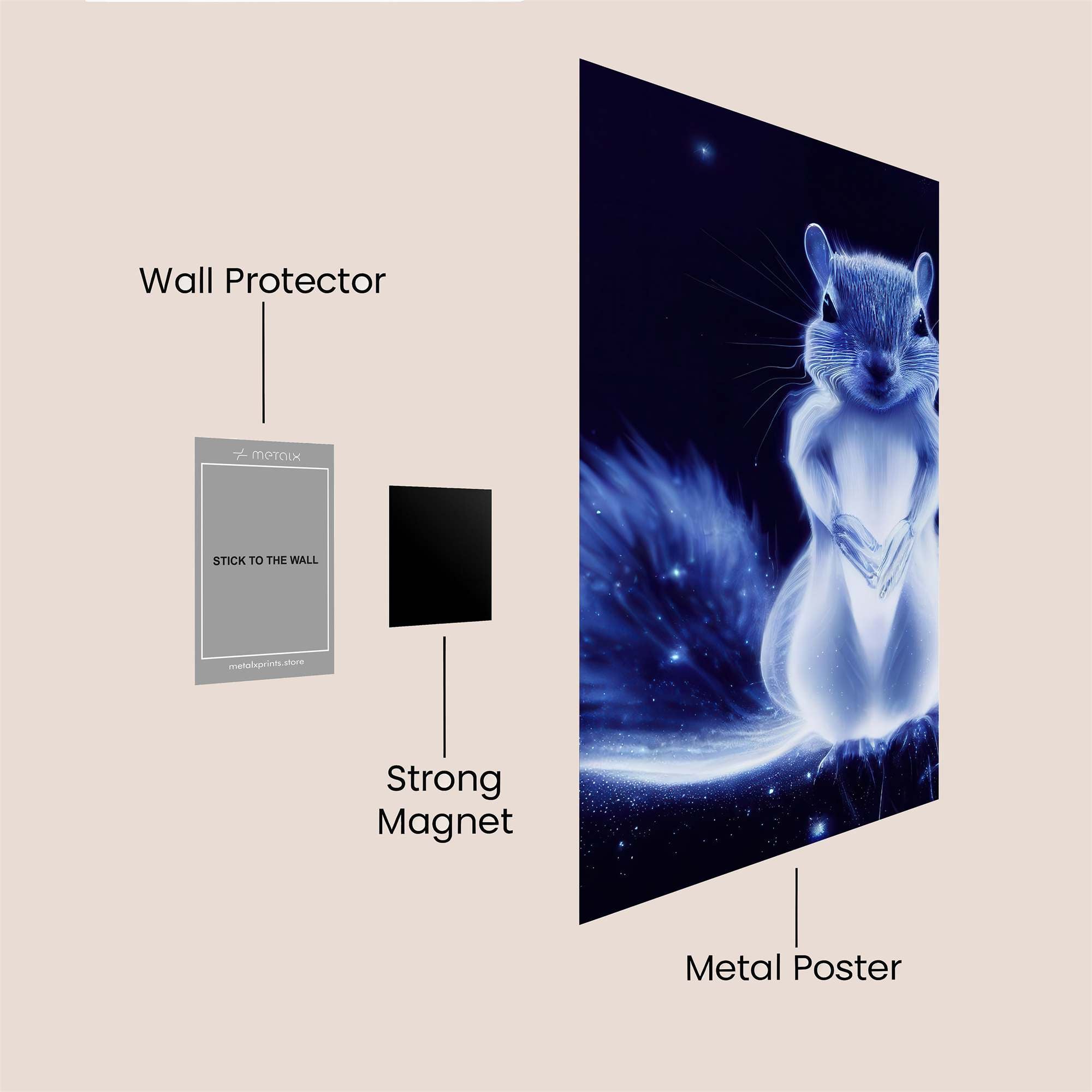 Moonlit Squirrel Safe Wall Magnetic / M