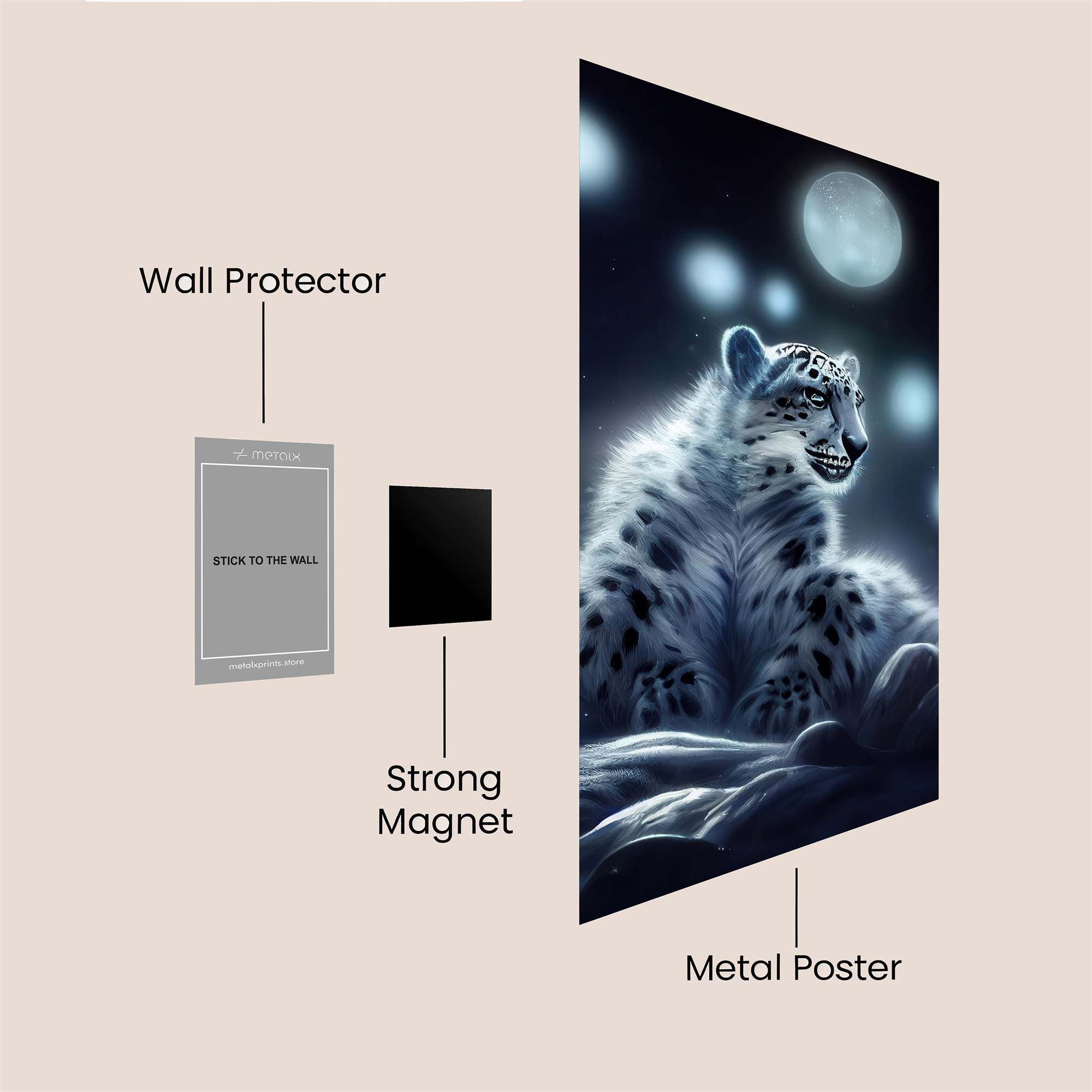 Snow Leopard Serenity Safe Wall Magnetic / M