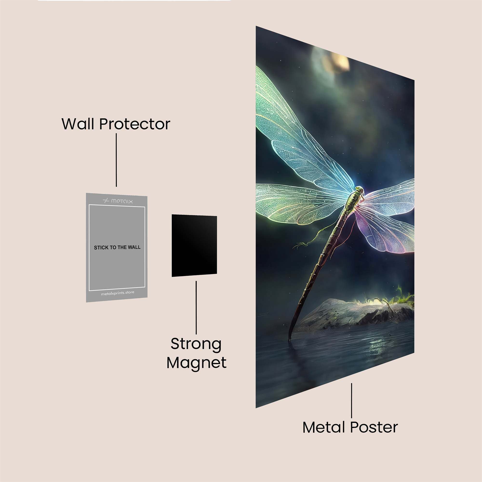 Luminous Dragonfly Safe Wall Magnetic / M