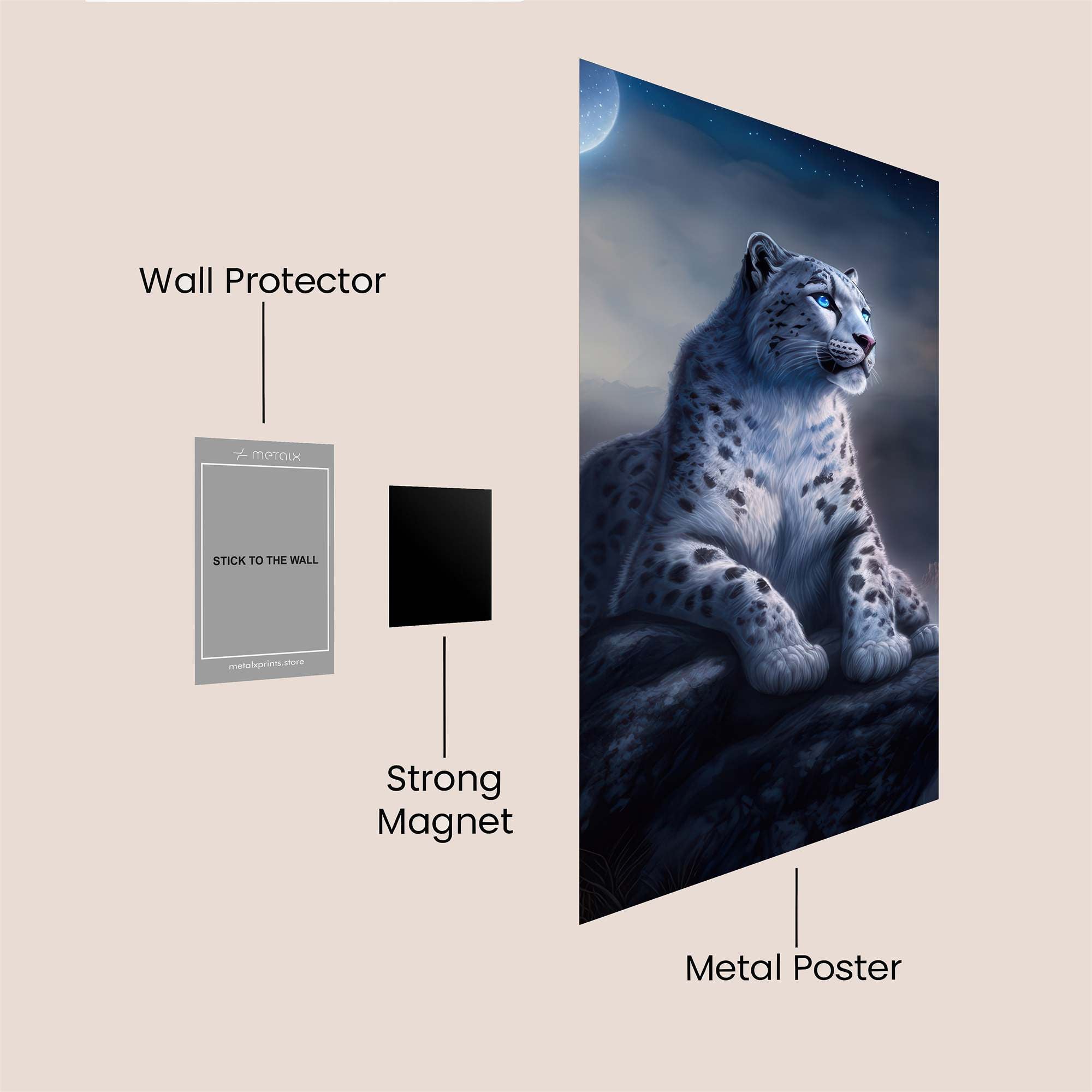 Snow Leopard Serenity Safe Wall Magnetic / M