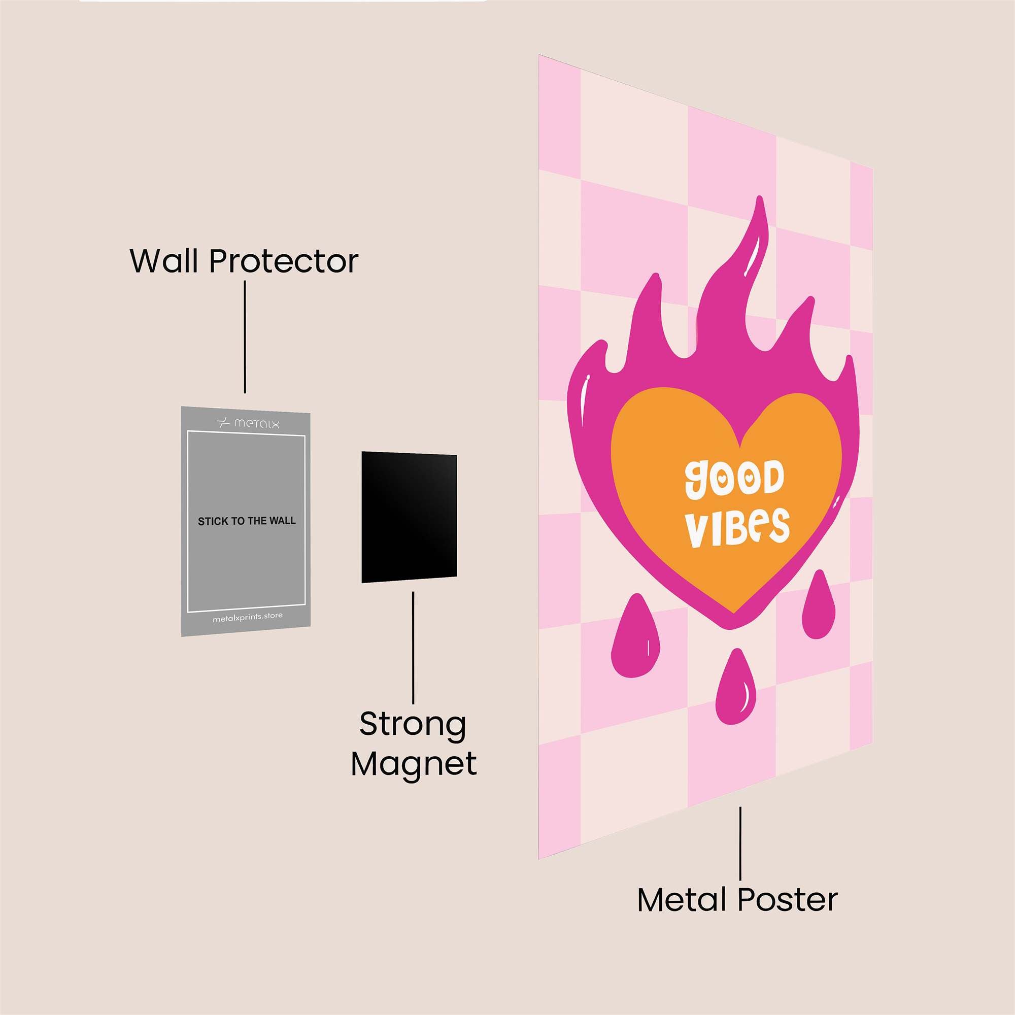 Flame Love Safe Wall Magnetic / M