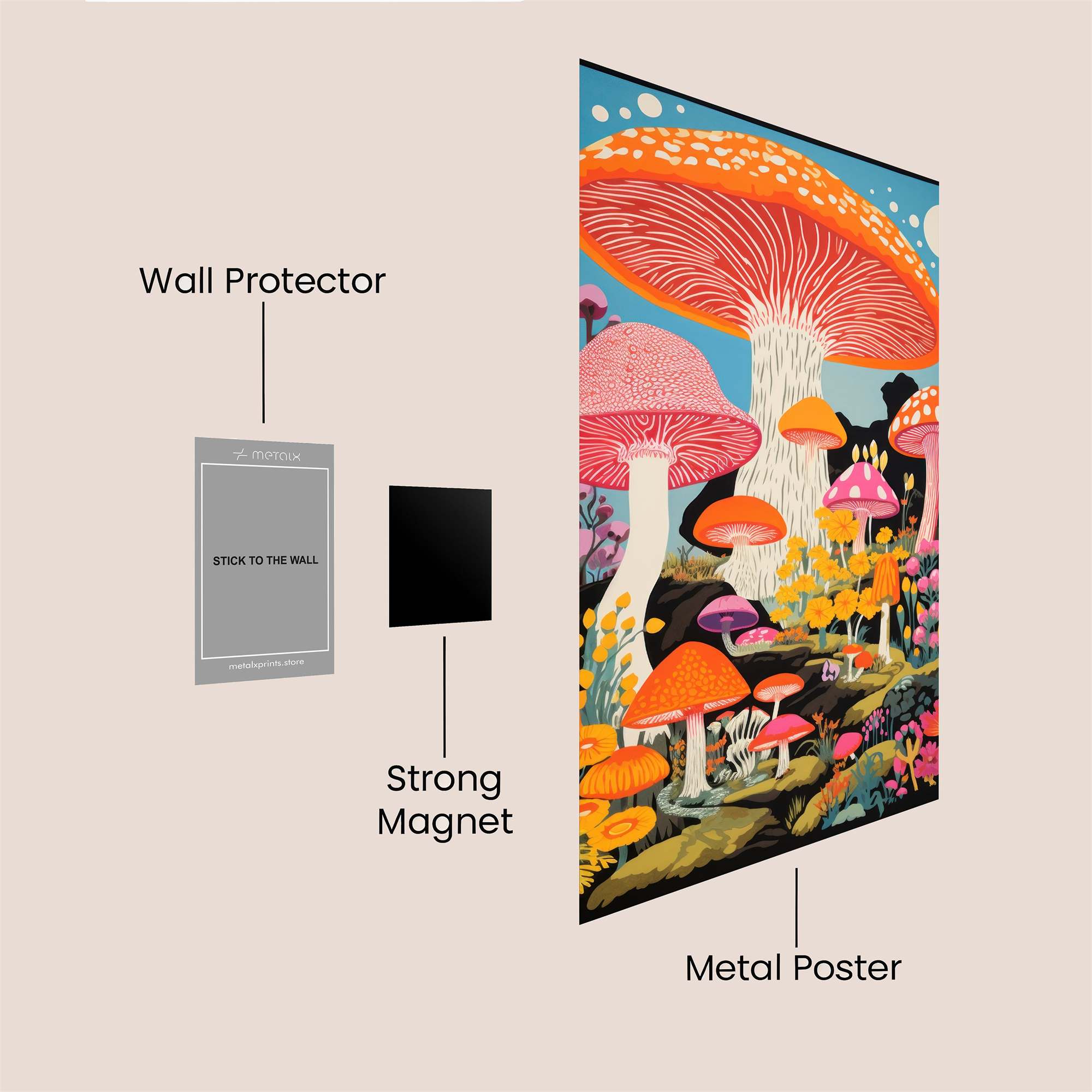 Mushroom Dreamscape Safe Wall Magnetic / M