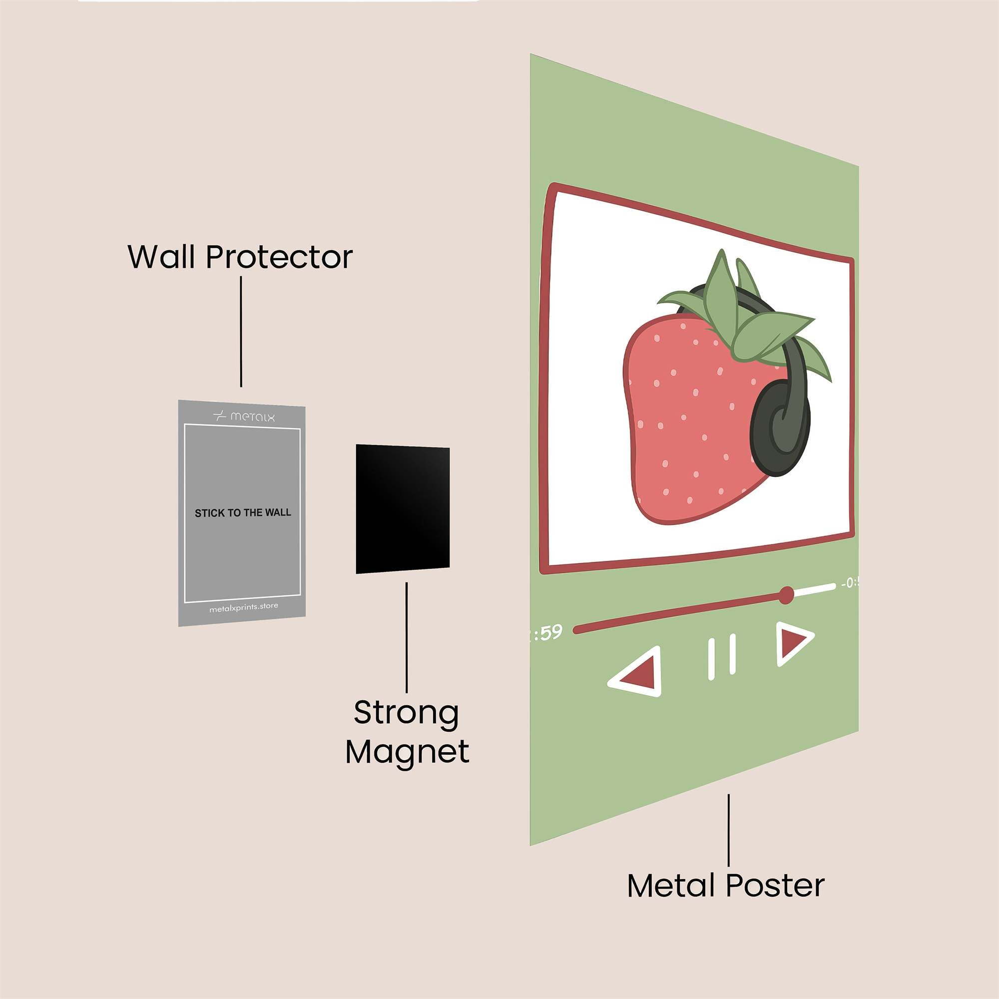 Strawberry Chill Safe Wall Magnetic / M