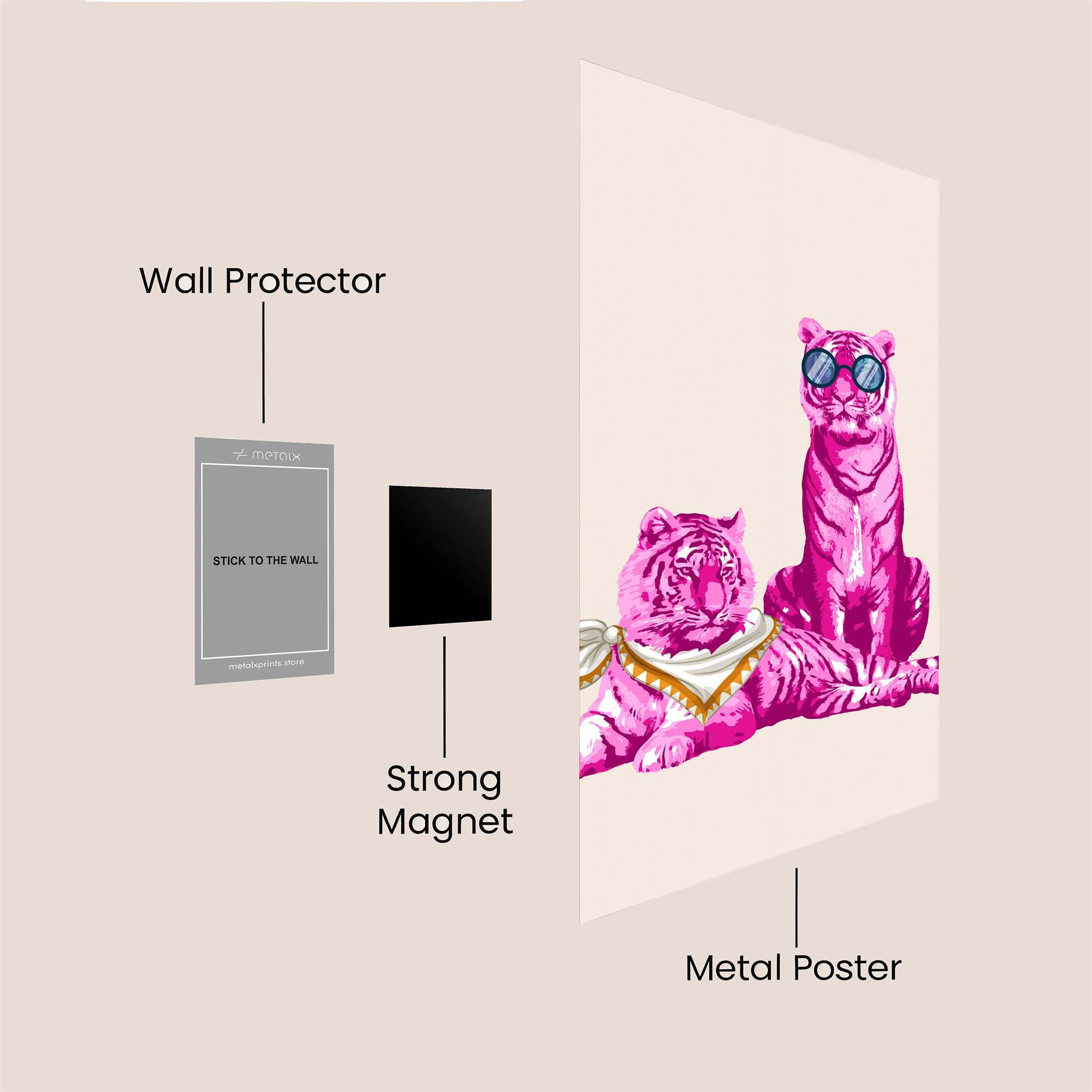 Tigers Whimsical Safe Wall Magnetic / M
