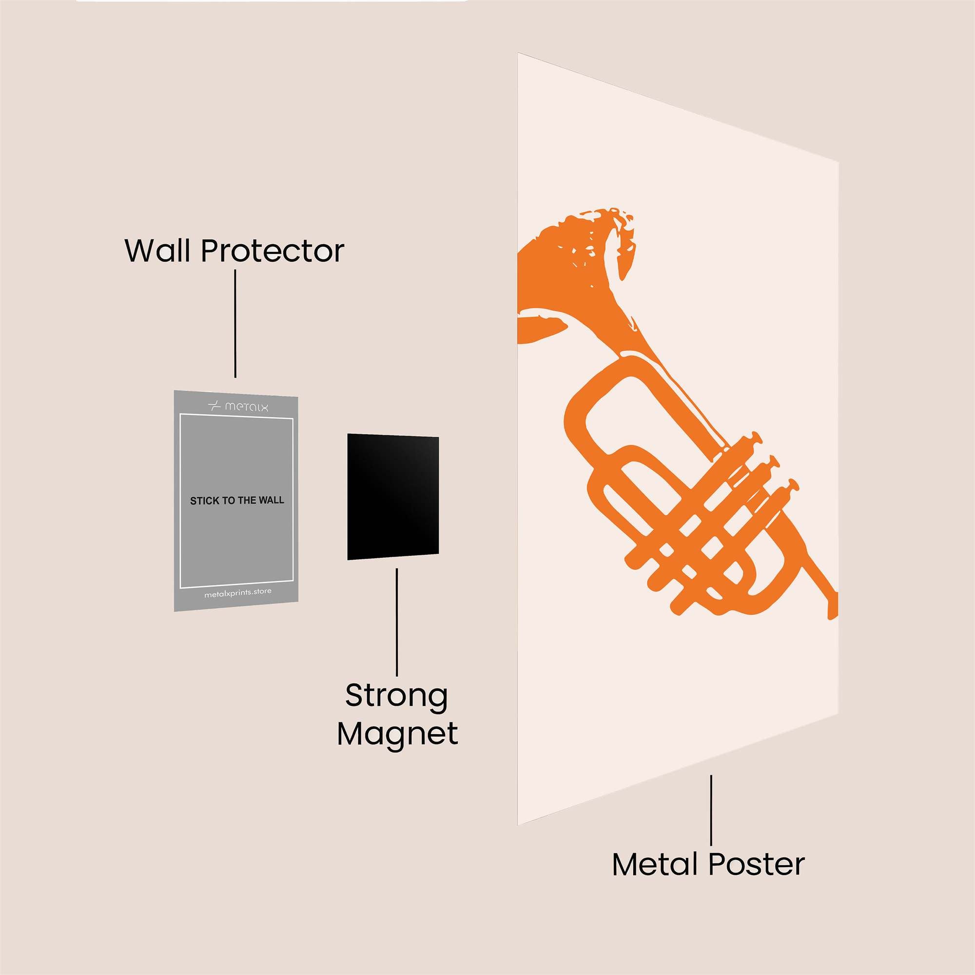 Trumpet Whimsy Safe Wall Magnetic / M