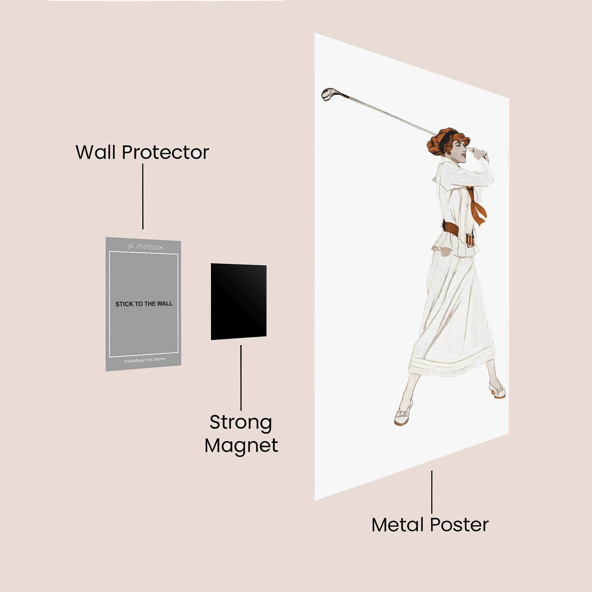 Golfer Graceful Safe Wall Magnetic / M