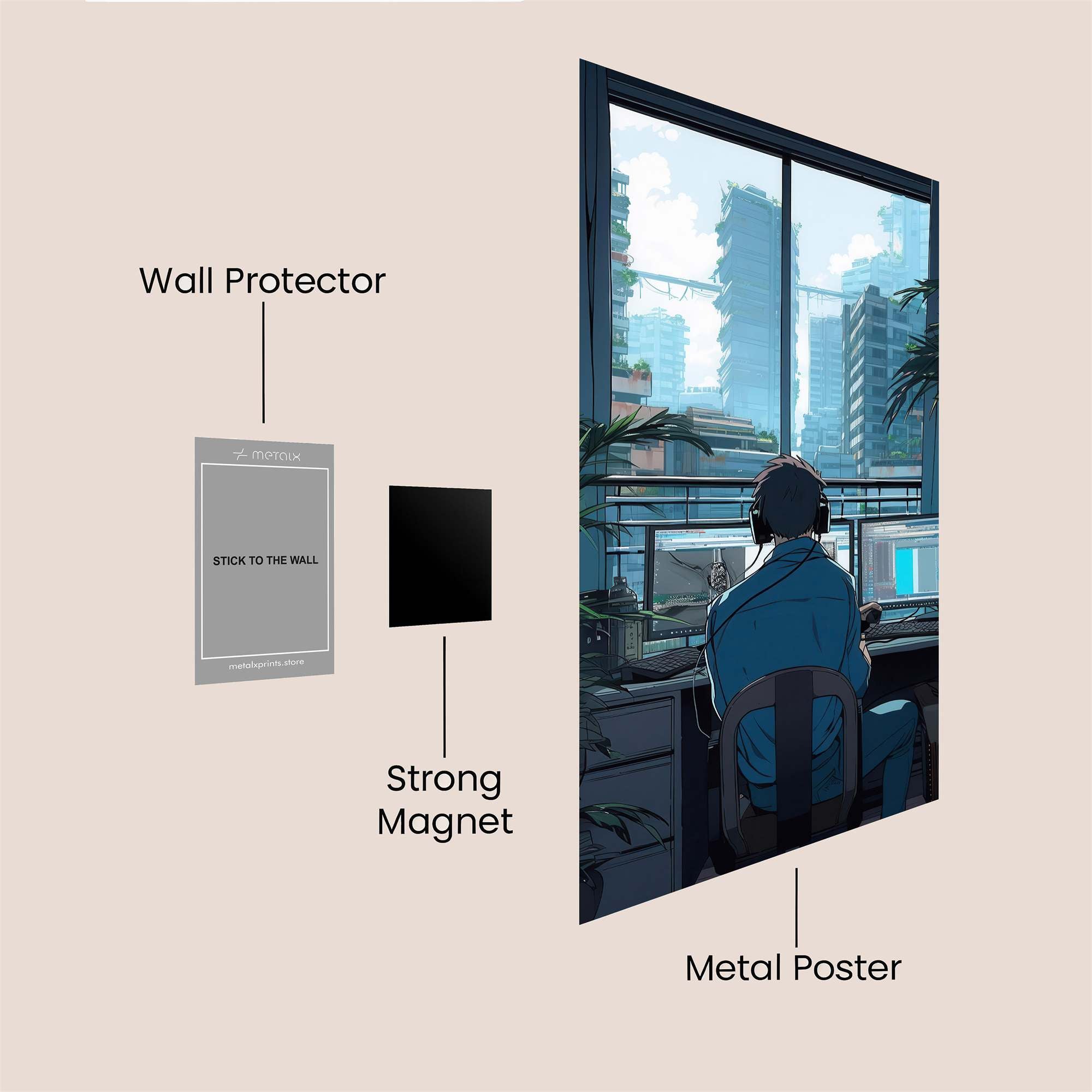Cityscape Serenity Safe Wall Magnetic / M