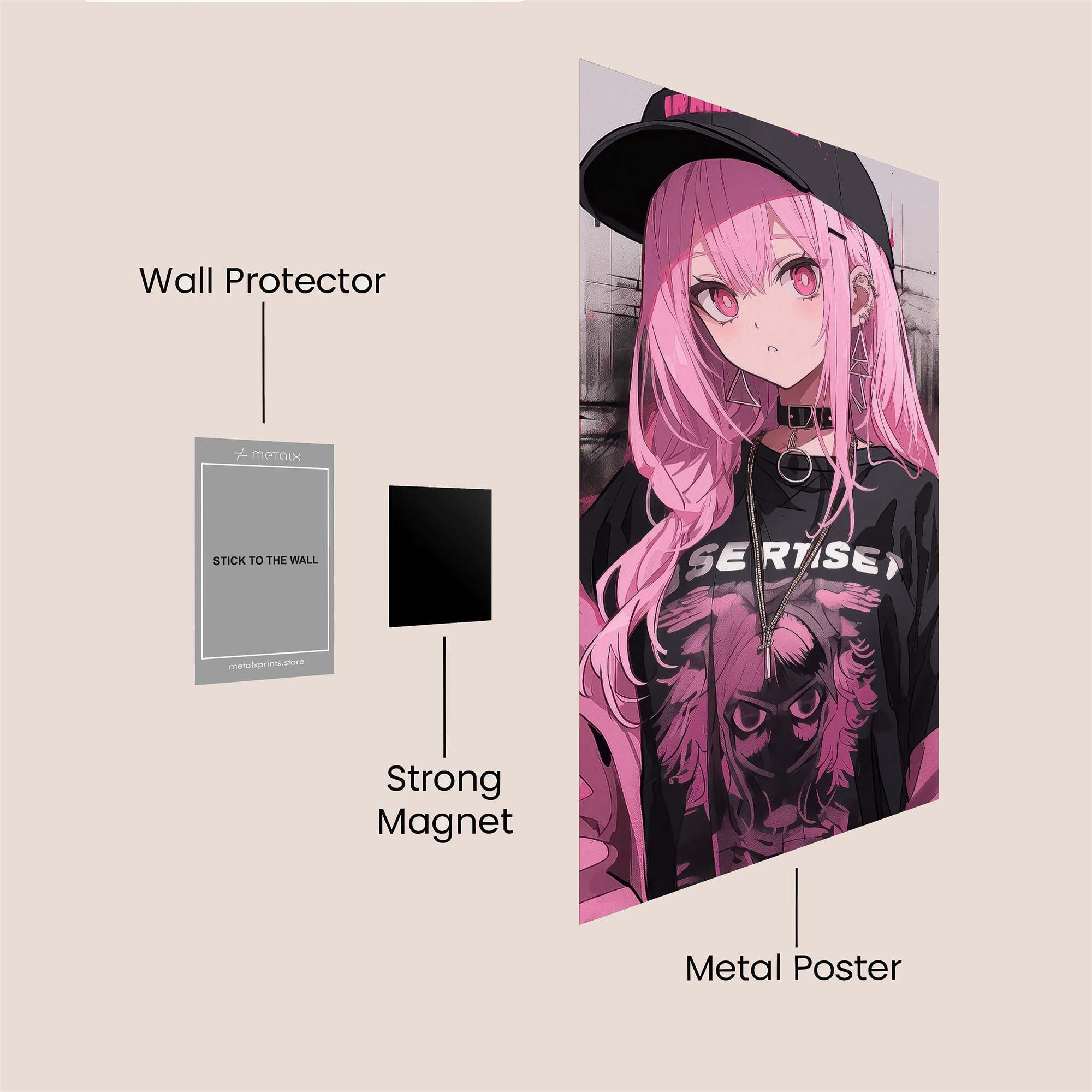 Pink Rebellious Safe Wall Magnetic / M